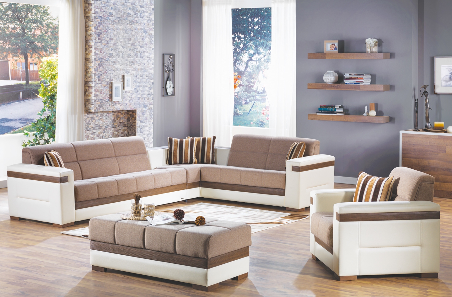 Moon Polyurethane L-Shaped Sectional Sofa
