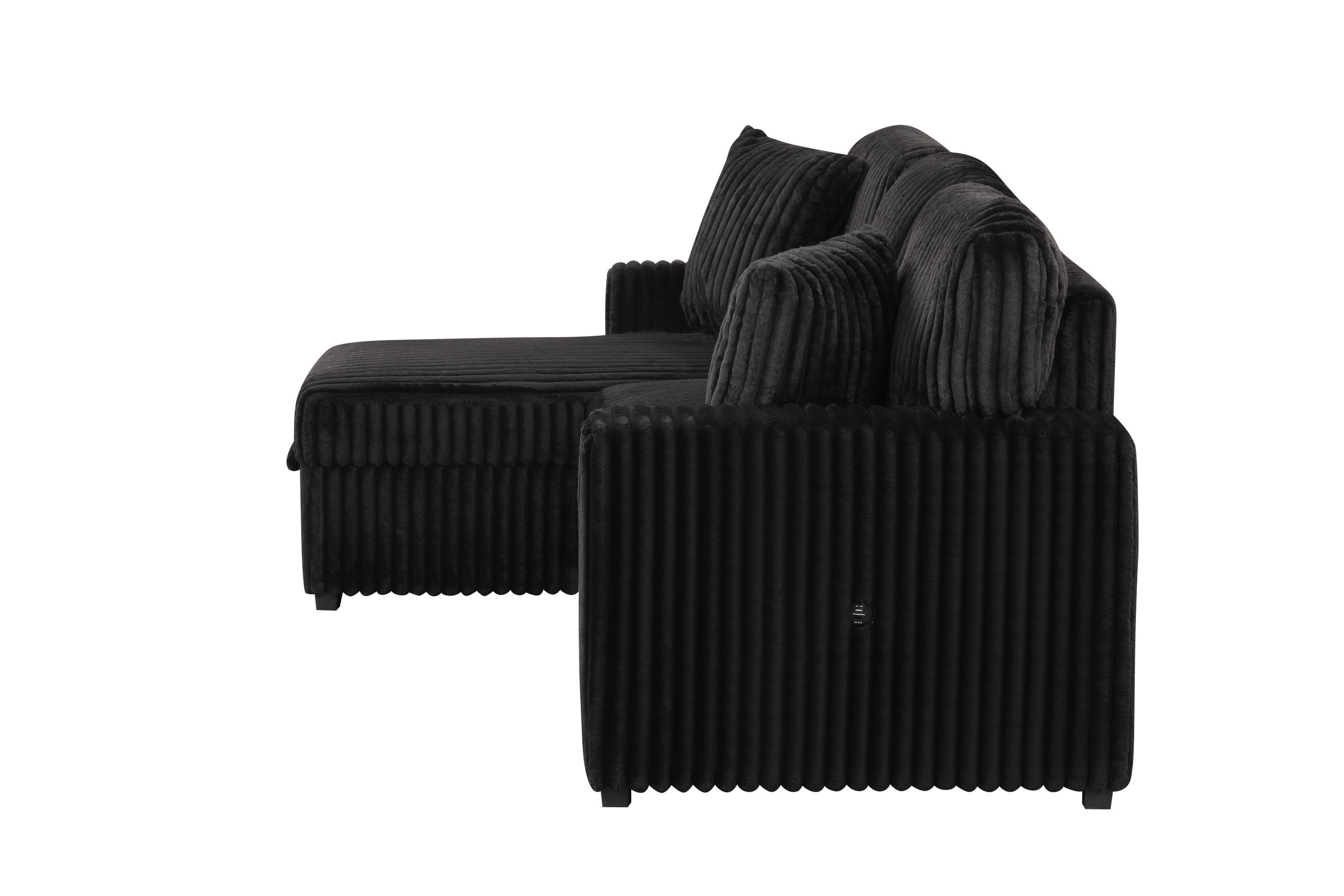 Plush Velvet L-Shaped Sectional Storage Sofa w/USB