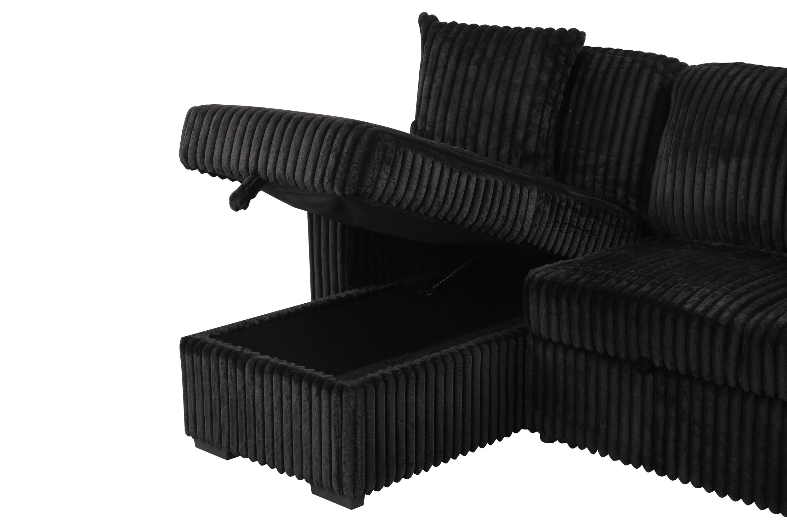 Plush Velvet L-Shaped Sectional Storage Sofa w/USB