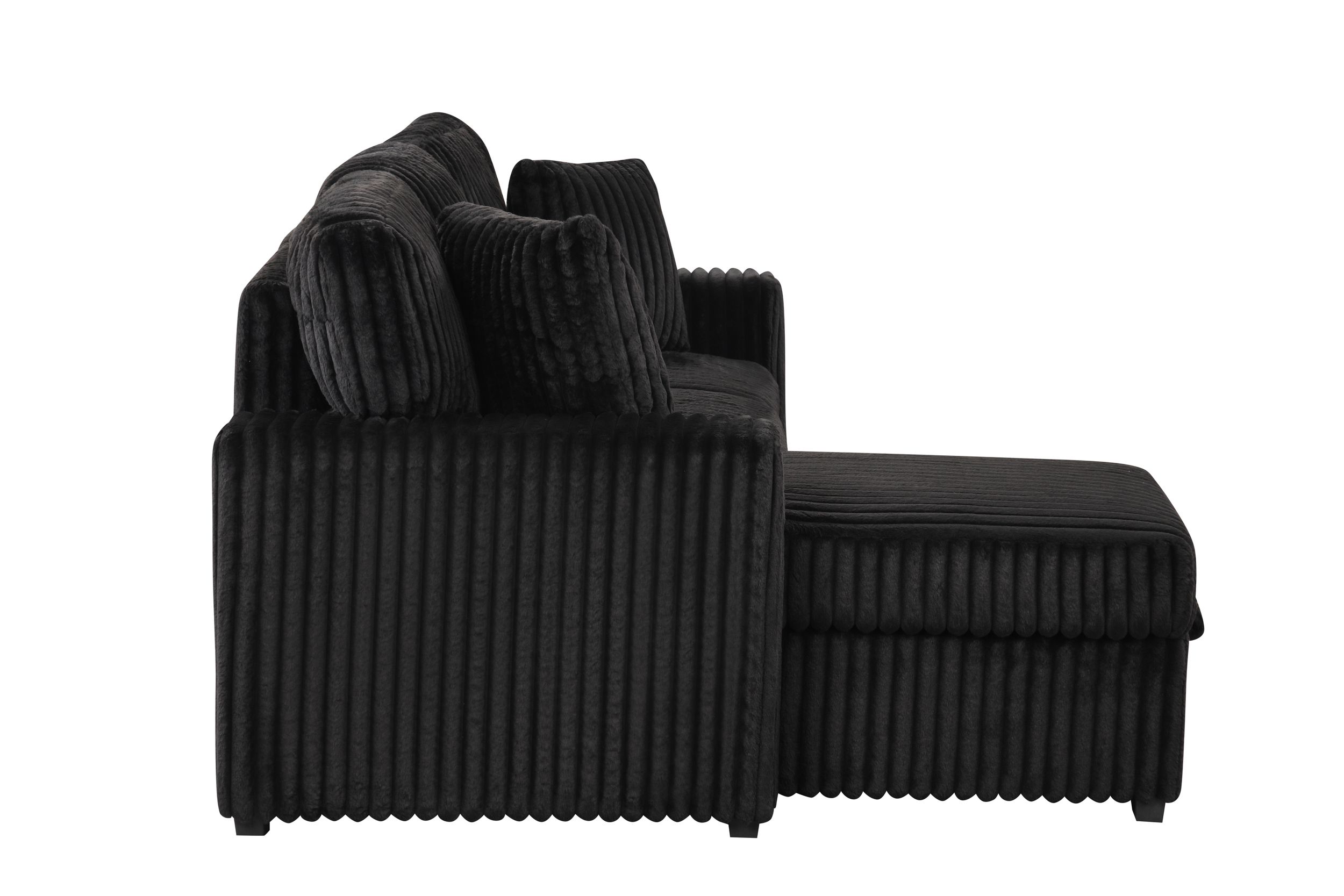 Plush Velvet L-Shaped Sectional Storage Sofa w/USB