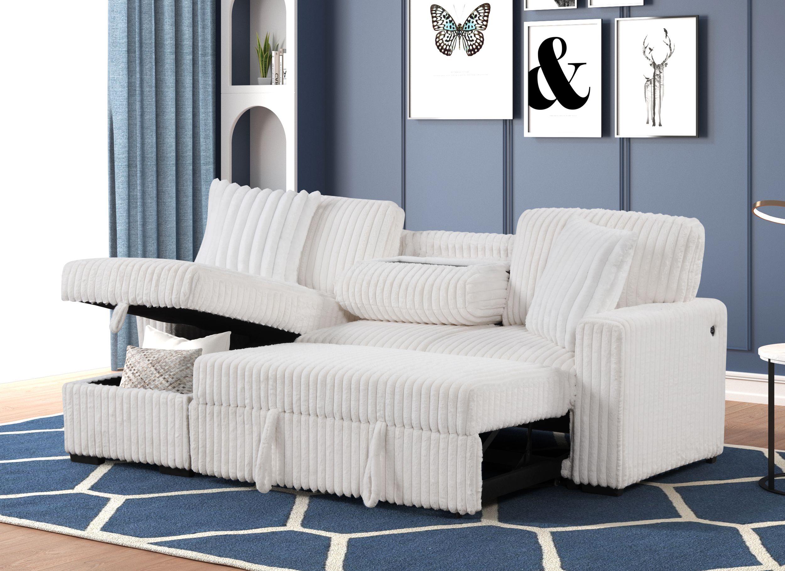 Modern White Pinto Sectional Sofa