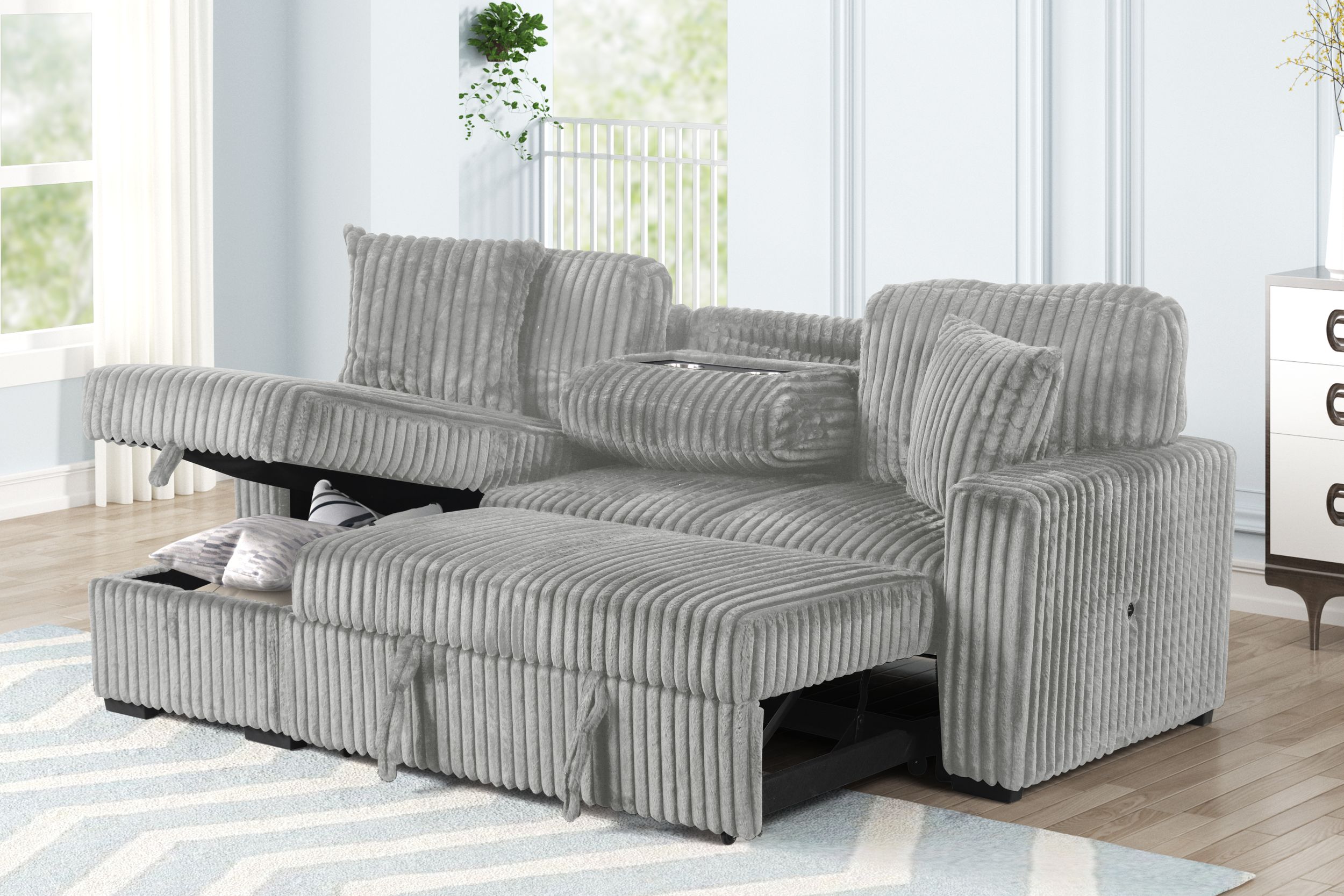 Modern Gray Pinto Sectional Sofa