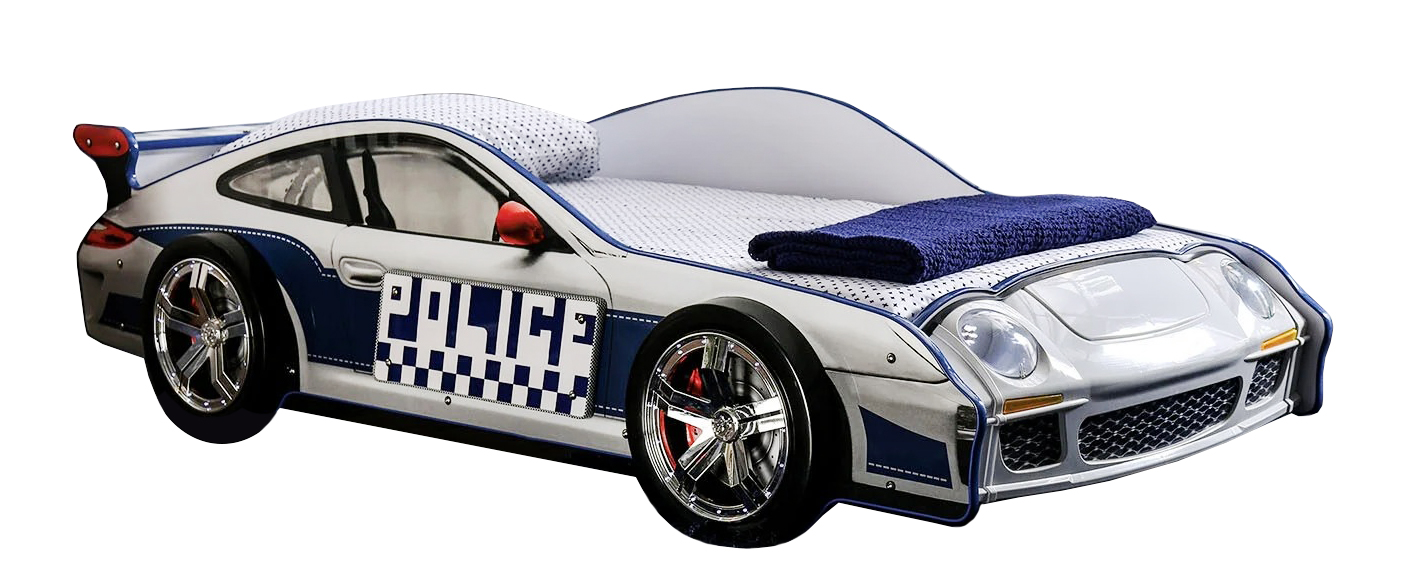 Poe MDF/Particle Board Youth Car Bed w/LED Lighting, Twin Size