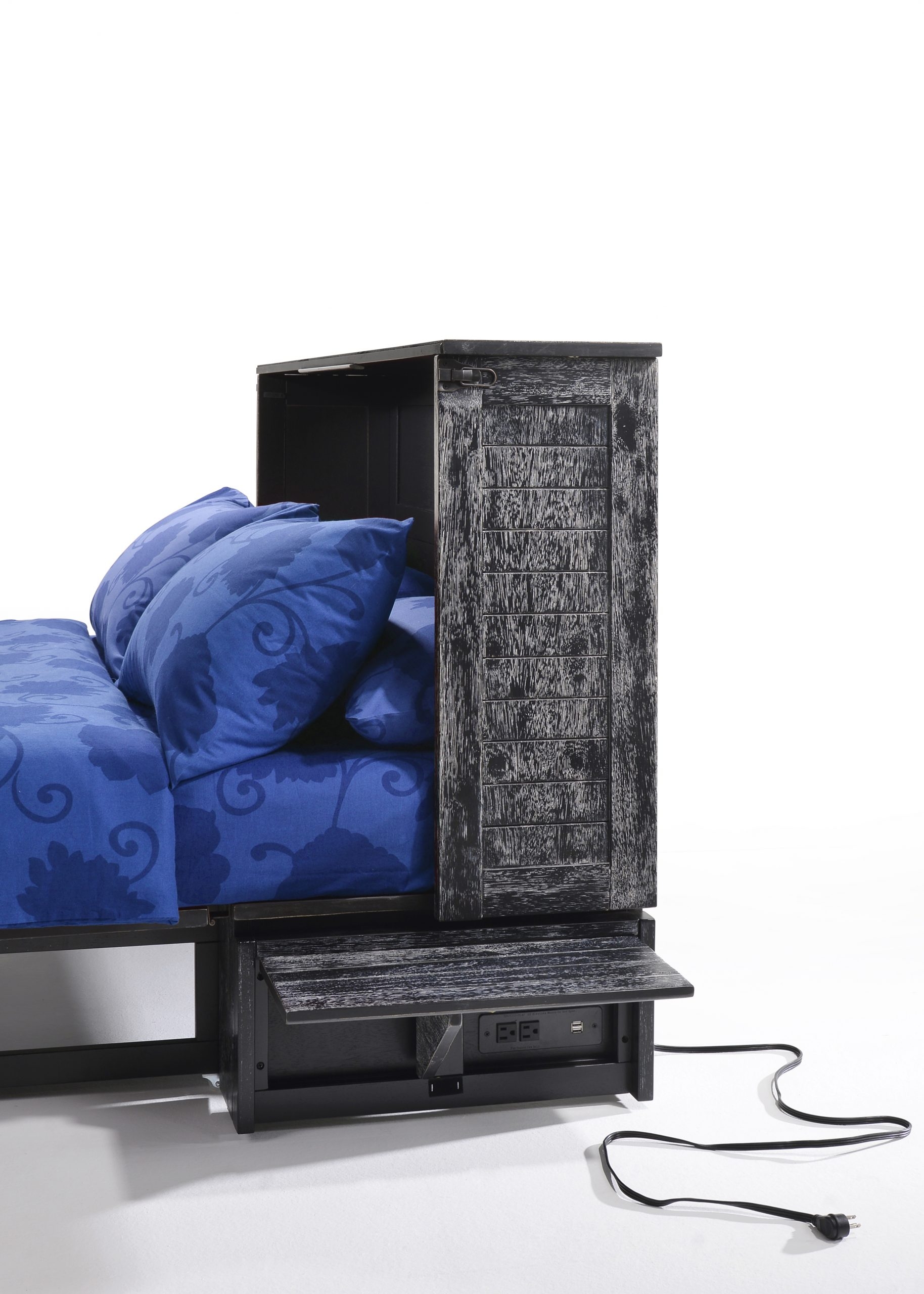 Poppy Wood Murphy Cabinet Bed w/Mattress