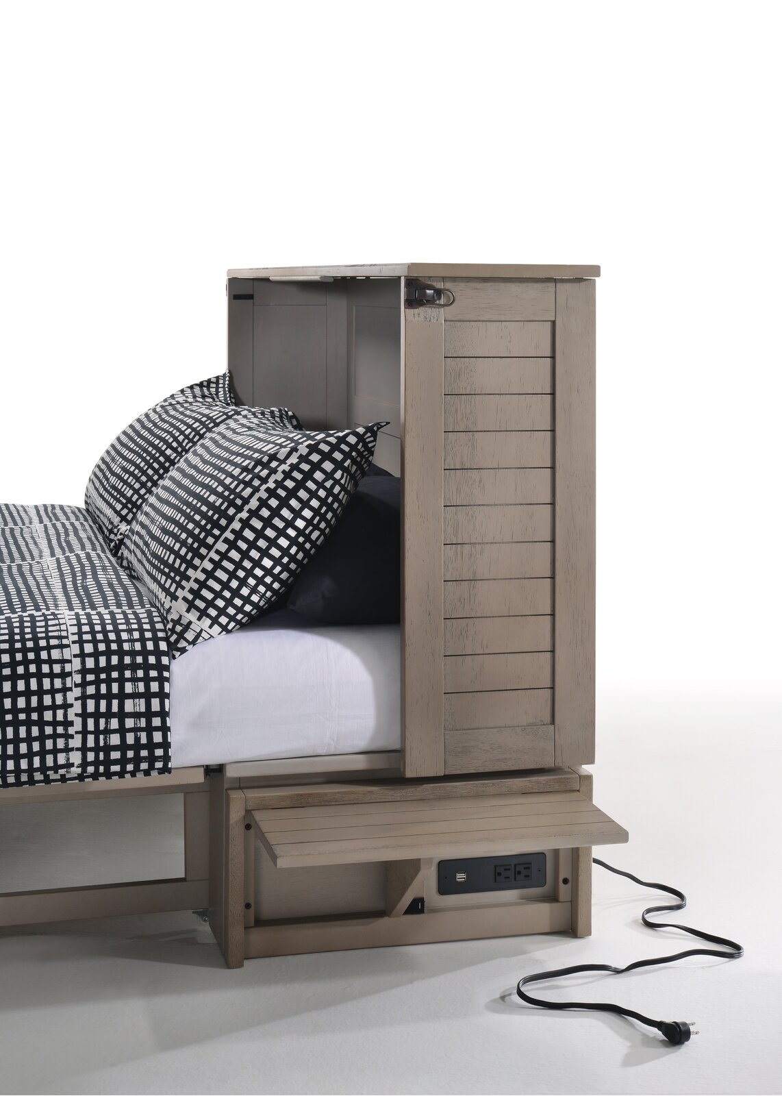Poppy Wood Murphy Cabinet Bed w/Mattress