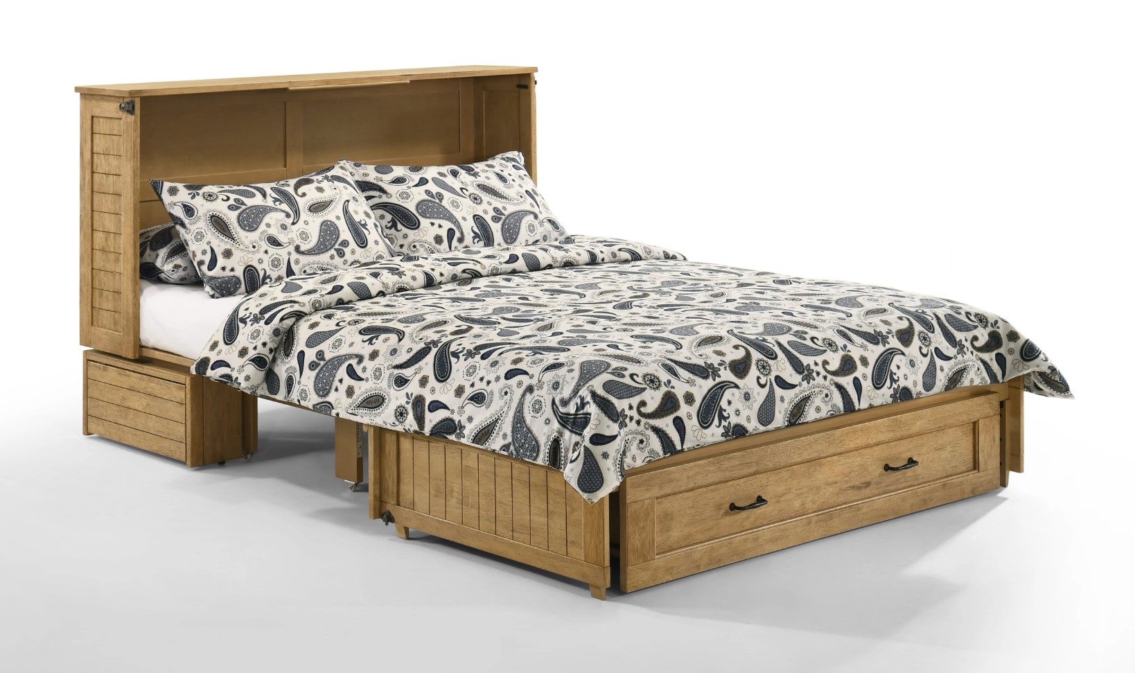 Poppy Wood Murphy Cabinet Bed w/Mattress