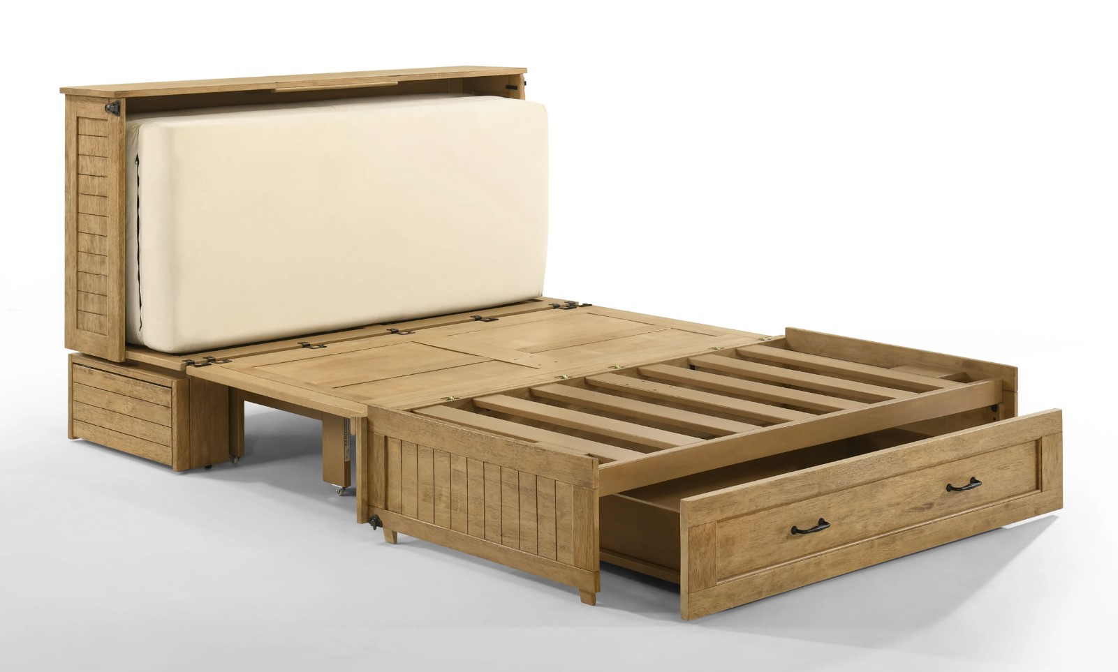 Poppy Wood Murphy Cabinet Bed w/Mattress