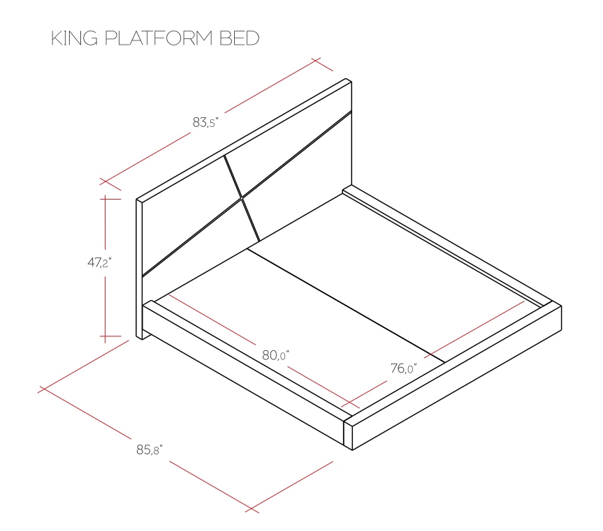 Porto Wood LED Platform King Size Bed