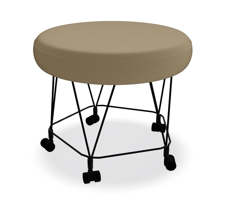 Pental Round Office Pouf w/Wire Base & Castors