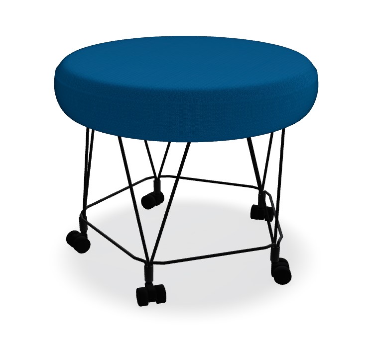 Pental Round Office Pouf w/Wire Base & Castors