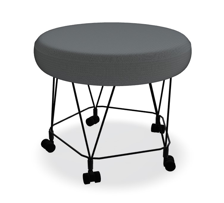 Pental Round Office Pouf w/Wire Base & Castors