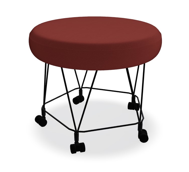 Pental Round Office Pouf w/Wire Base & Castors