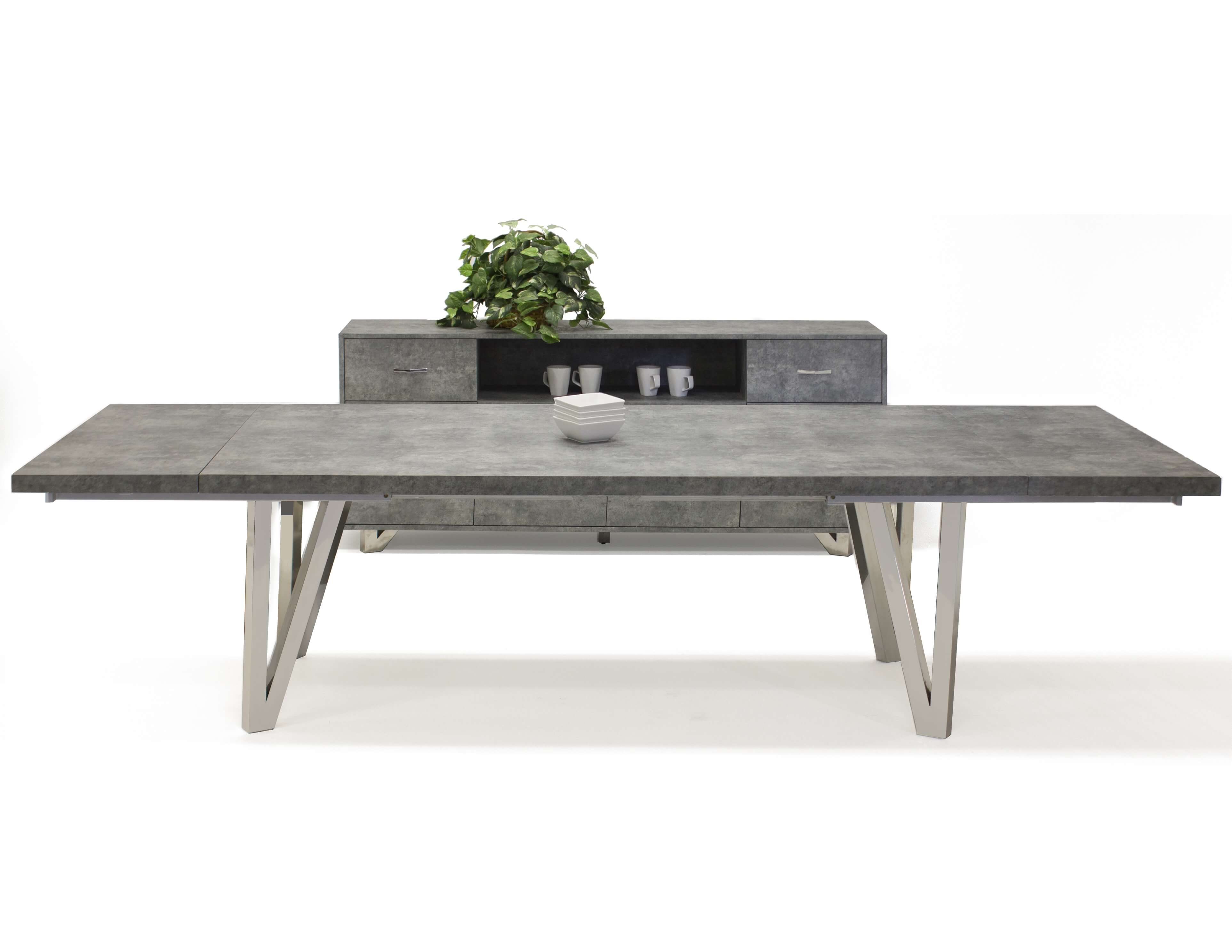Prato Wood Veneer/Metal Dining Table w/Extensions by Sharelle Furnishings