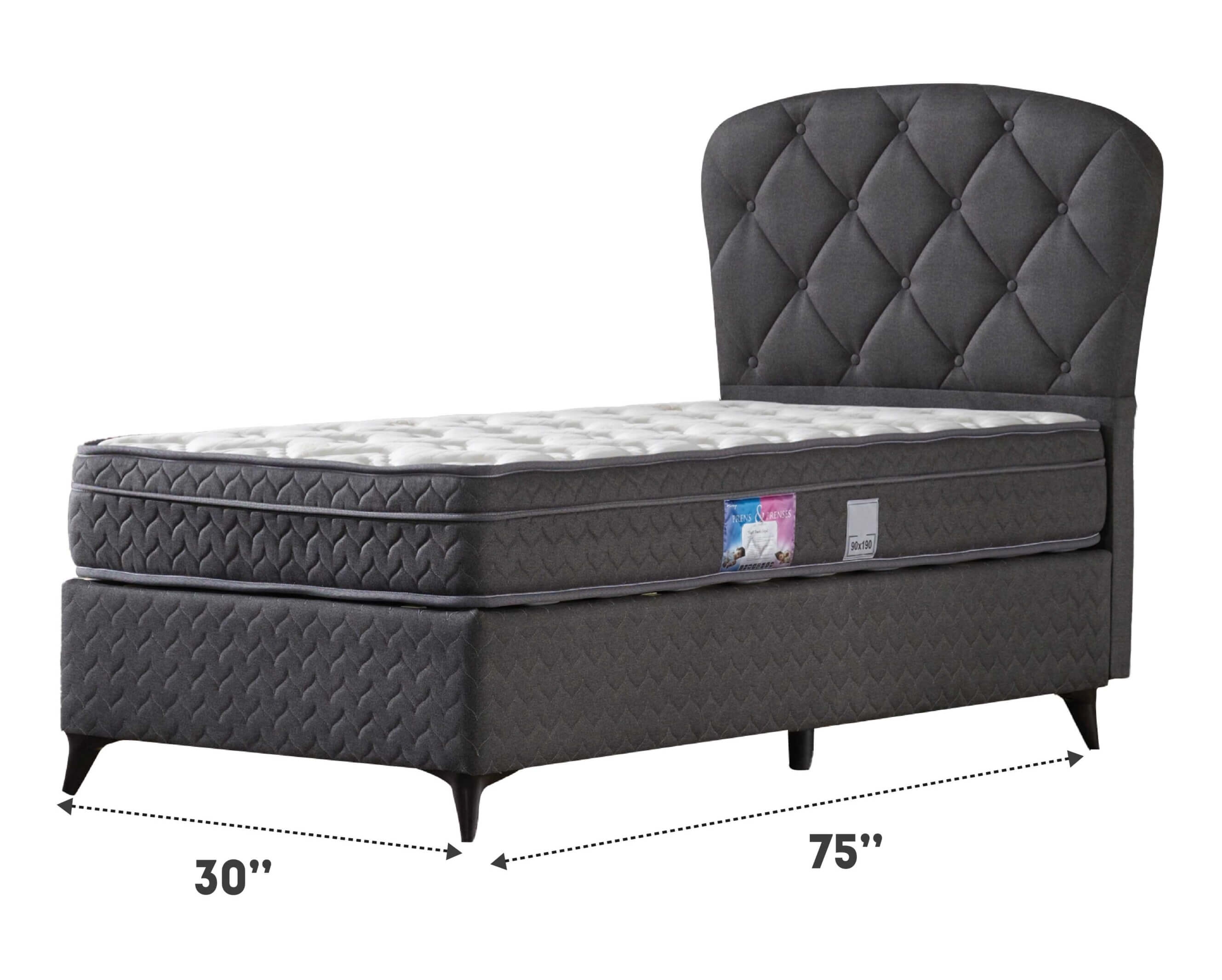 Prens Tufted Fabric Bed, Twin Size