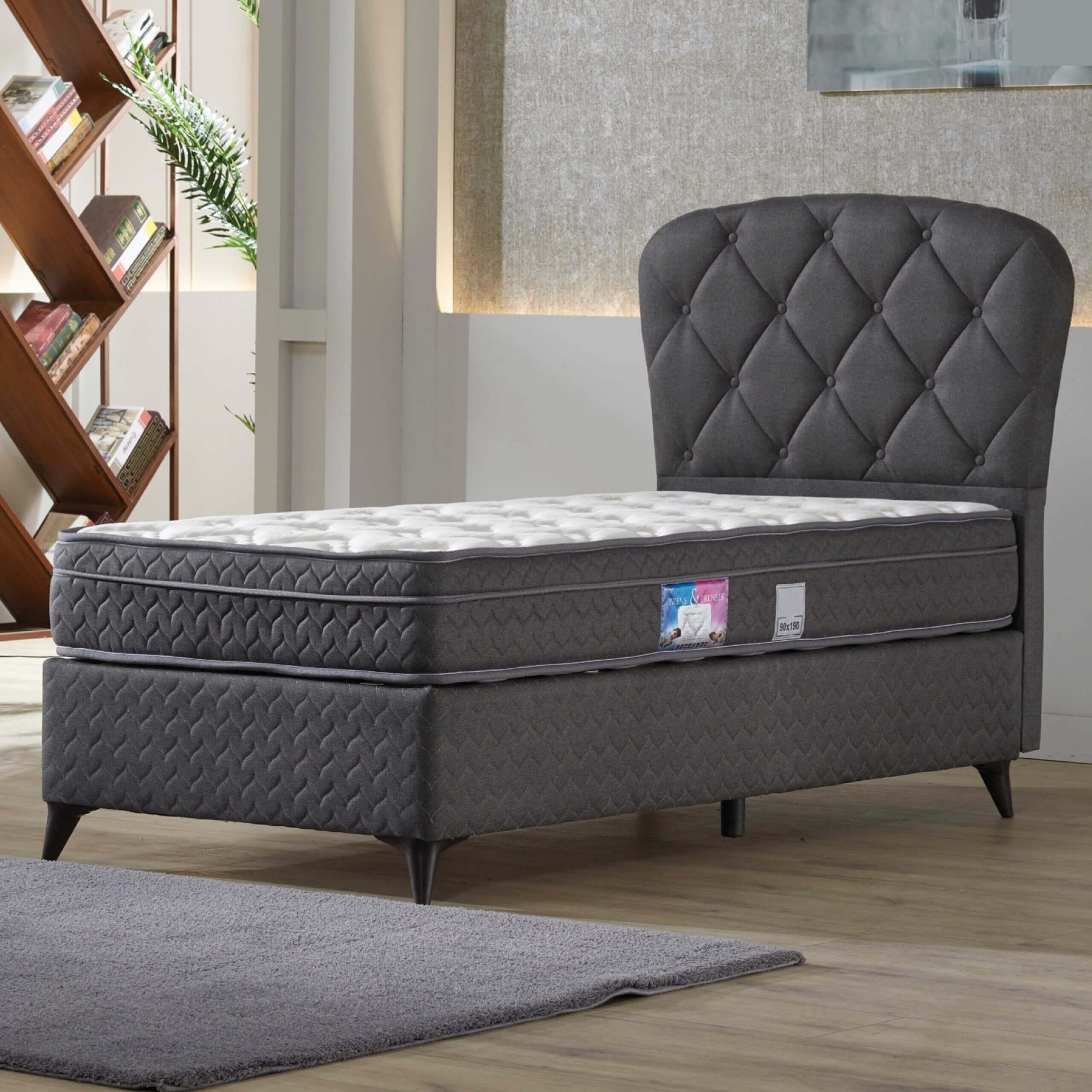 Prens Tufted Fabric Bed, Twin Size