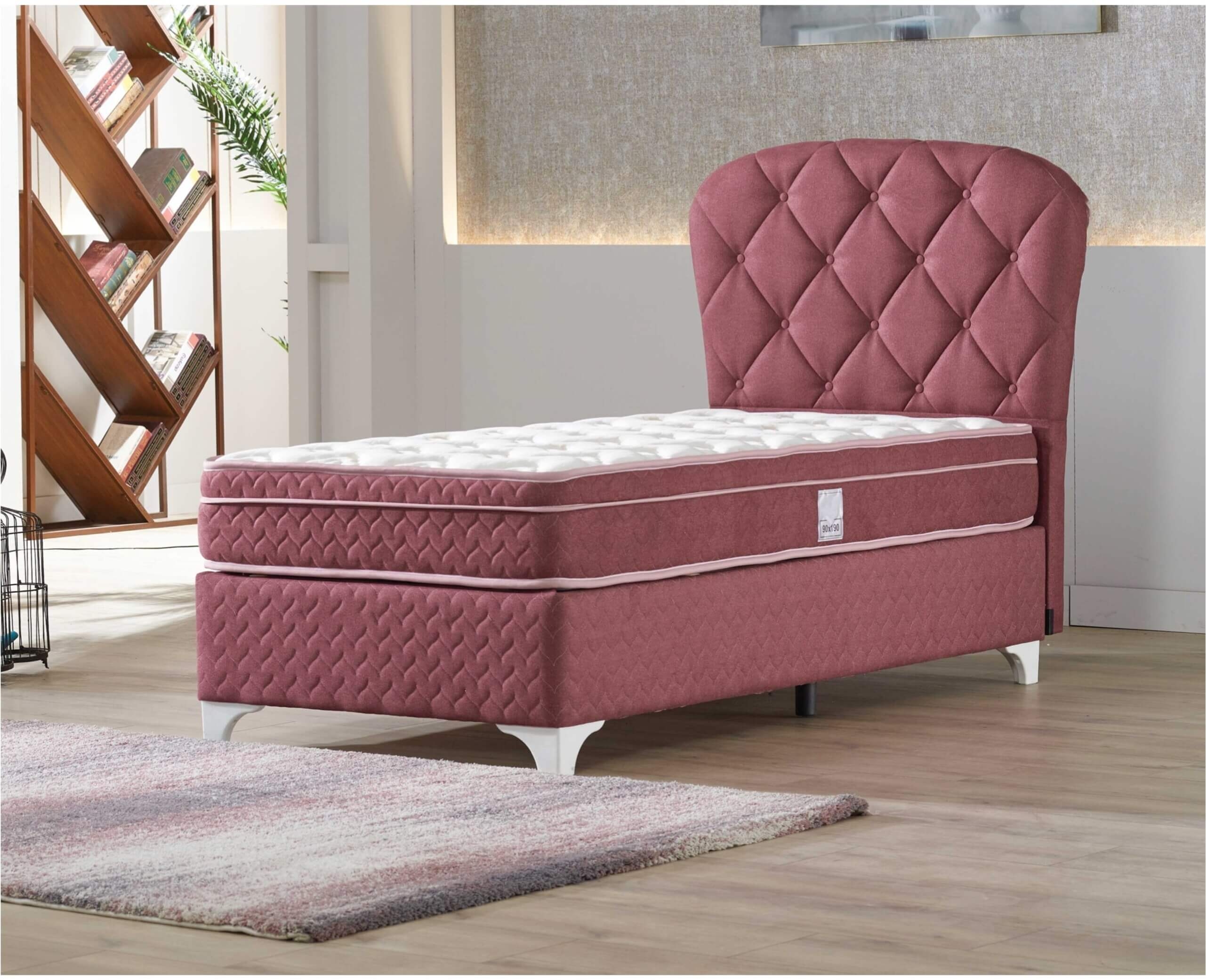 Prenses Tufted Fabric Bed, Twin Size