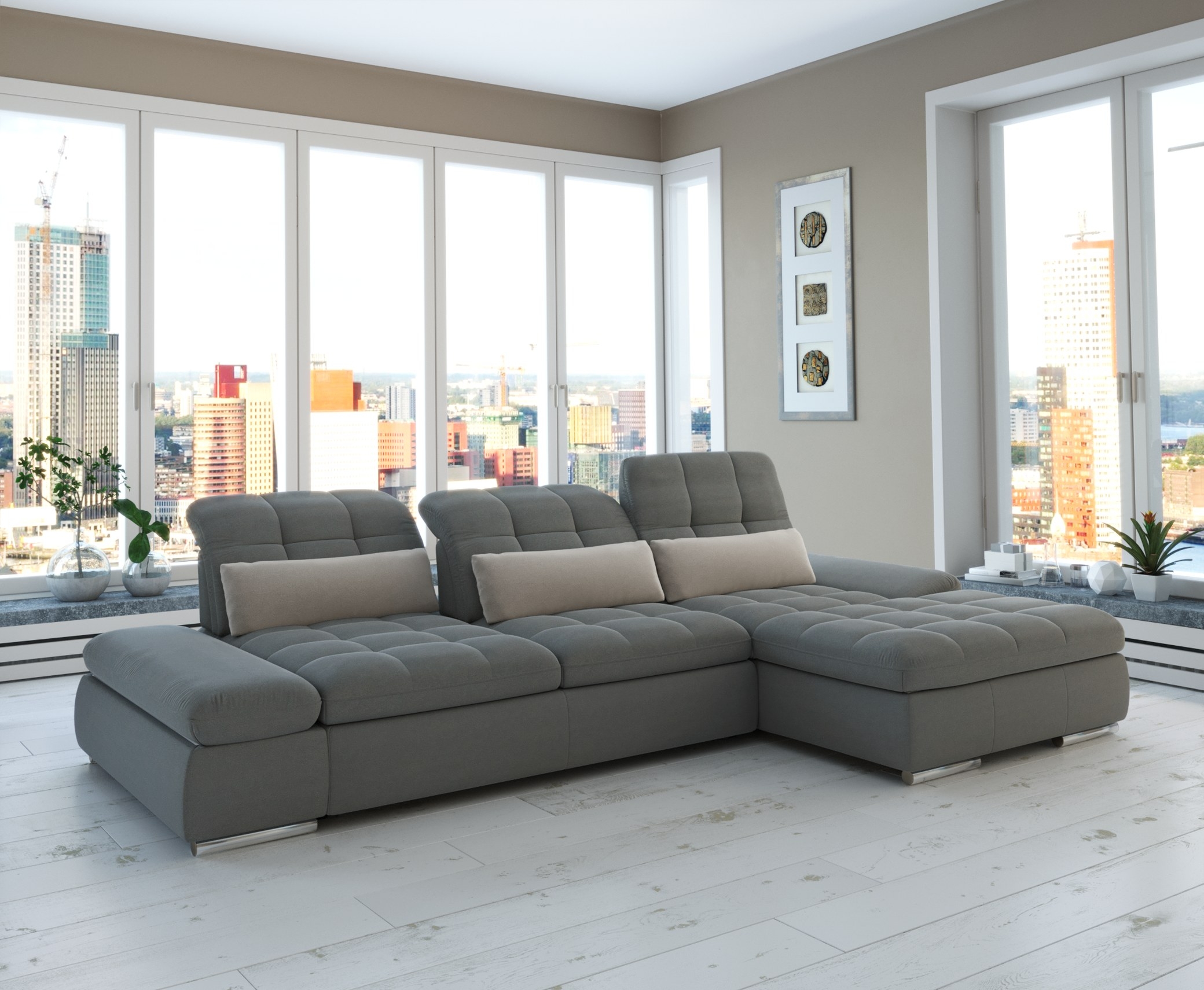 Barcelona 2-Piece Microfiber Storage Sleeper Sectional
