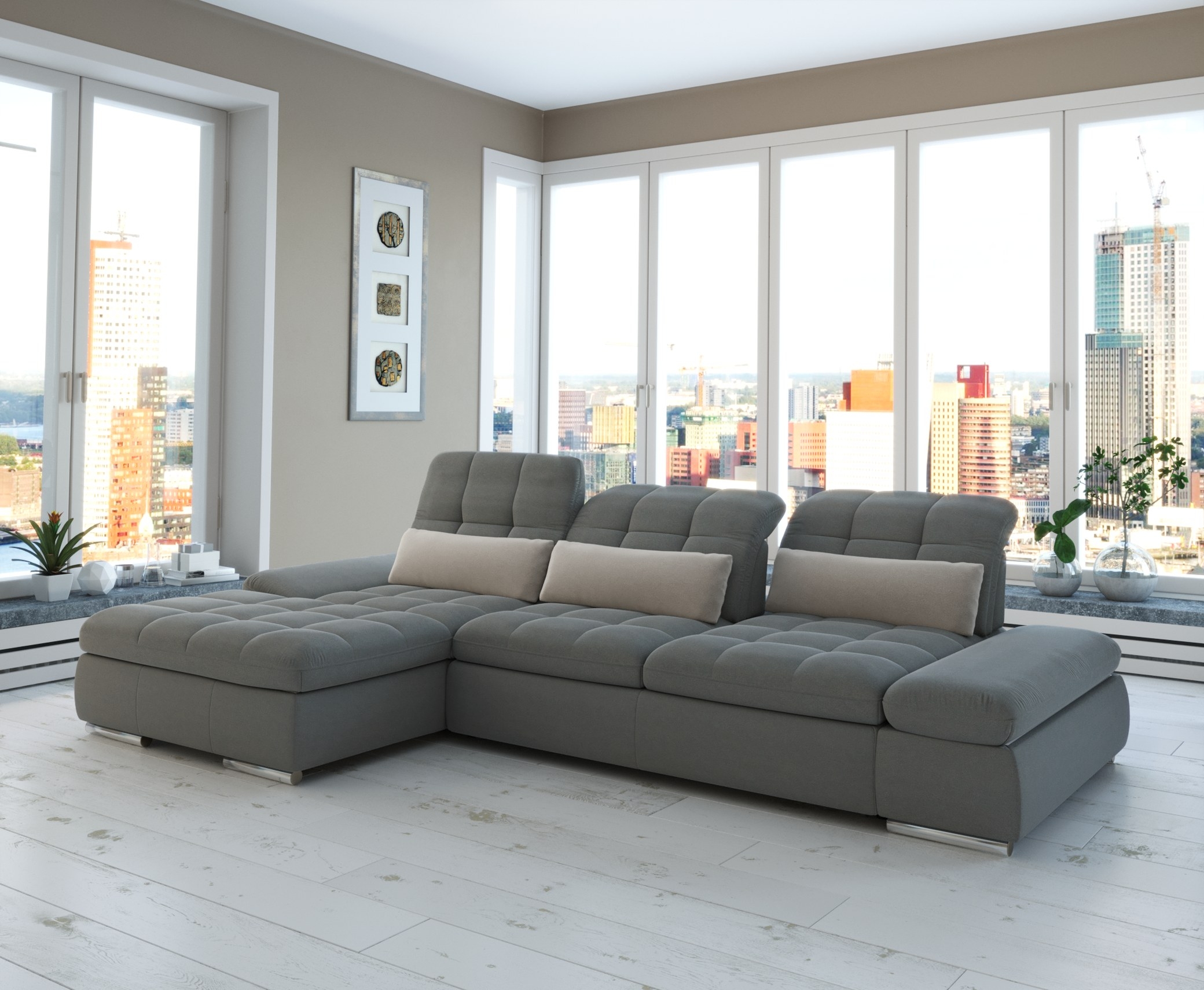 Barcelona 2-Piece Microfiber Storage Sleeper Sectional