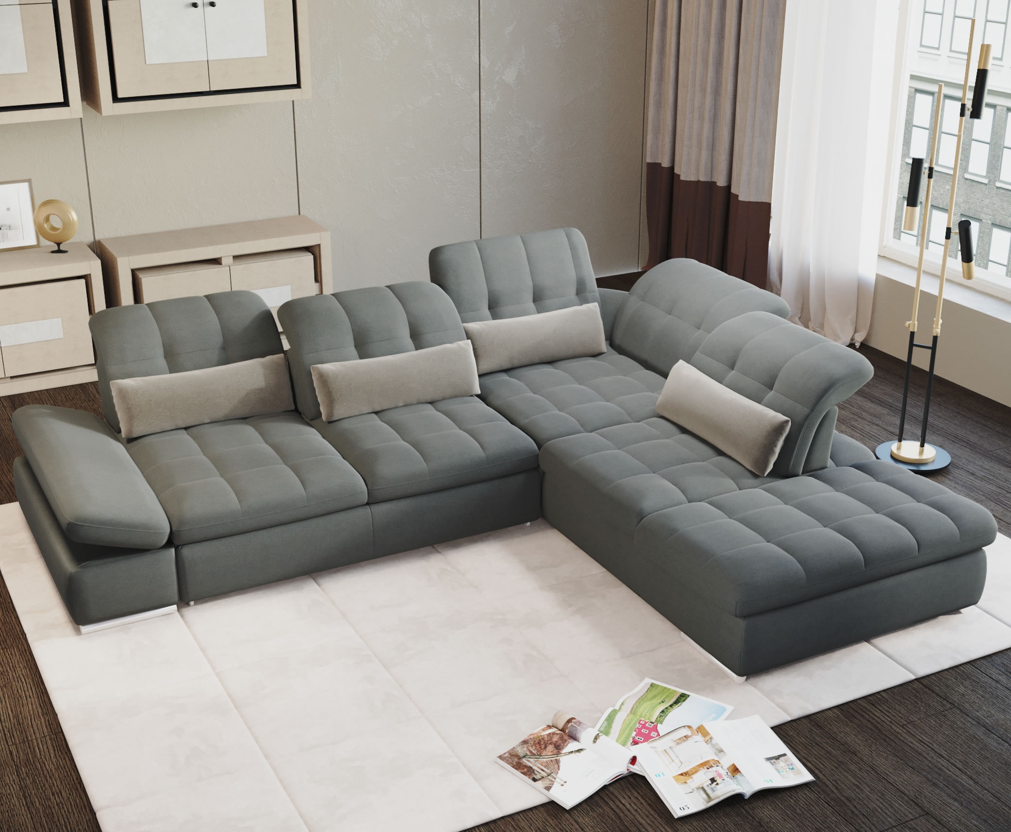 Barcelona 4-Piece Microfiber Storage Sleeper Sectional