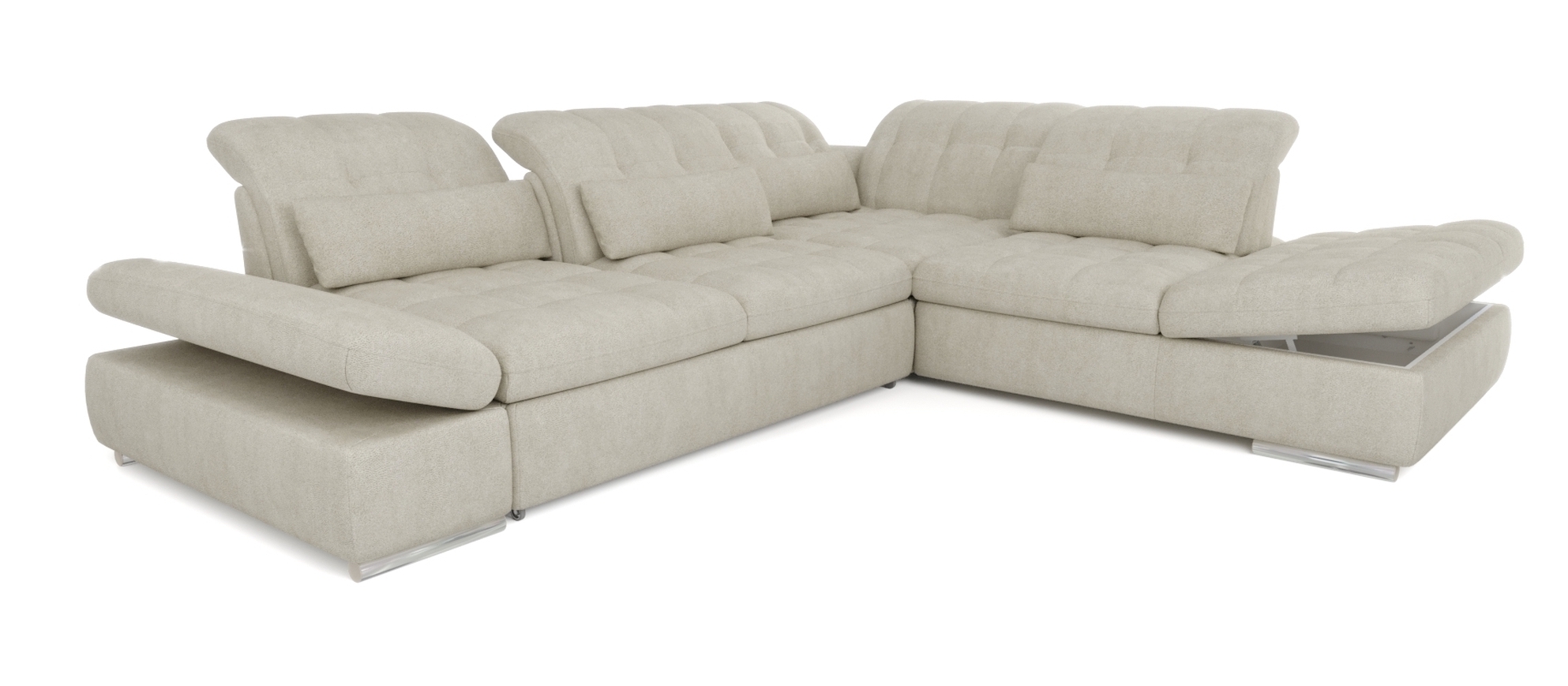 Barcelona 4-Piece Microfiber Right-Arm Chaise Facing Storage Sleeper Sectional