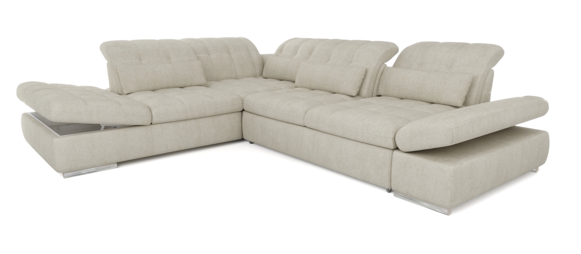 Barcelona 4-Piece Microfiber Left-Arm Chaise Facing Storage Sleeper Sectional