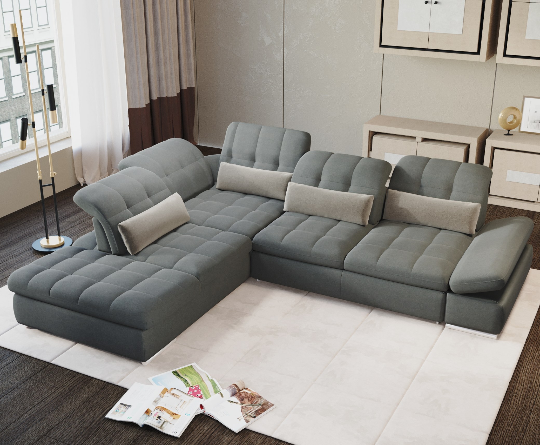 Barcelona 4-Piece Microfiber Storage Sleeper Sectional