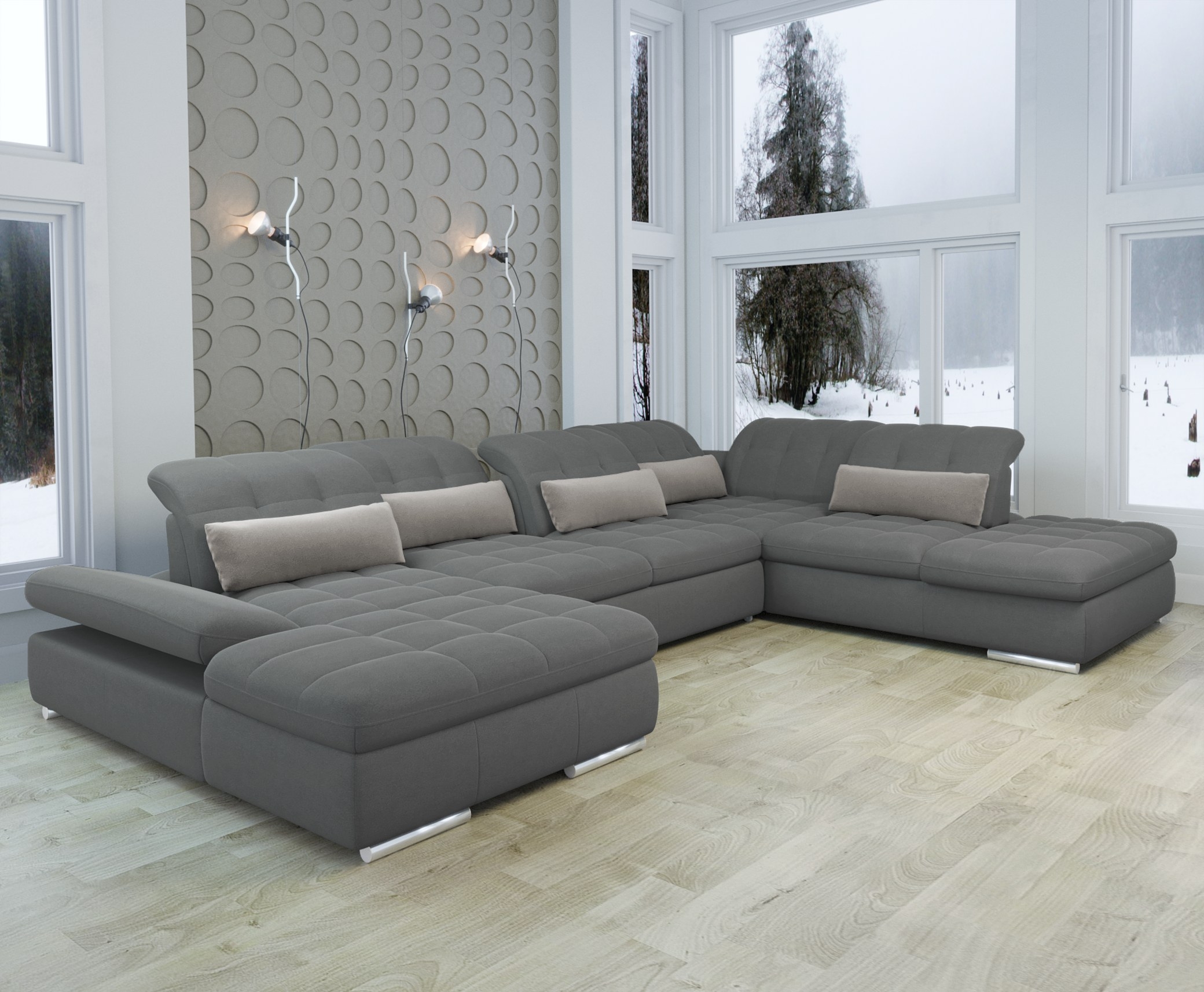 Barcelona 5-Piece Microfiber Storage Sleeper Sectional