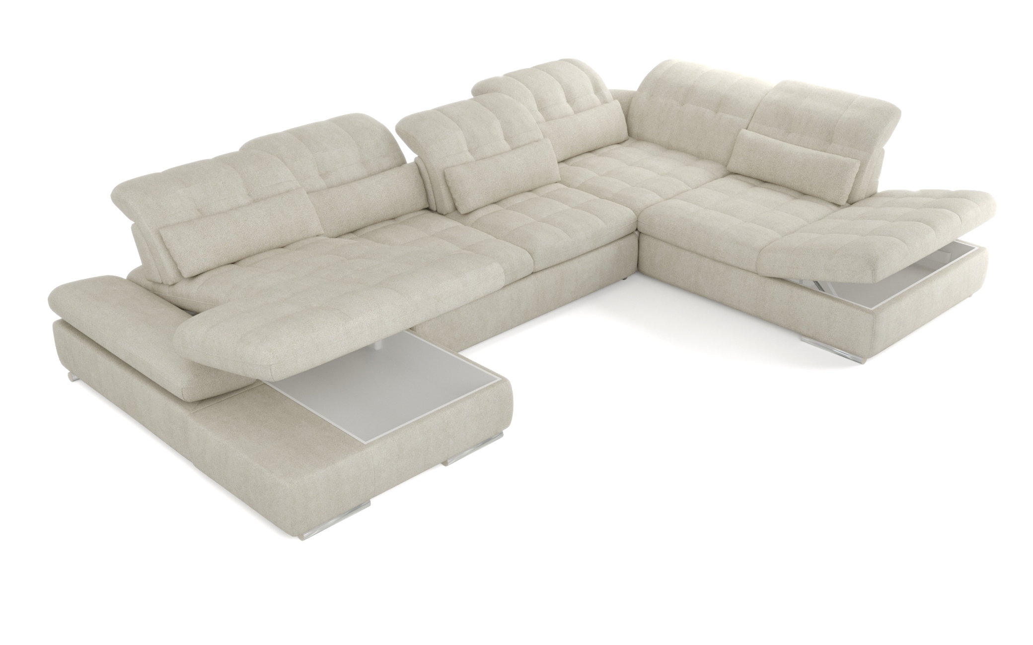 Barcelona 5-Piece Microfiber Left-Arm Chaise Facing Storage Sleeper Sectional