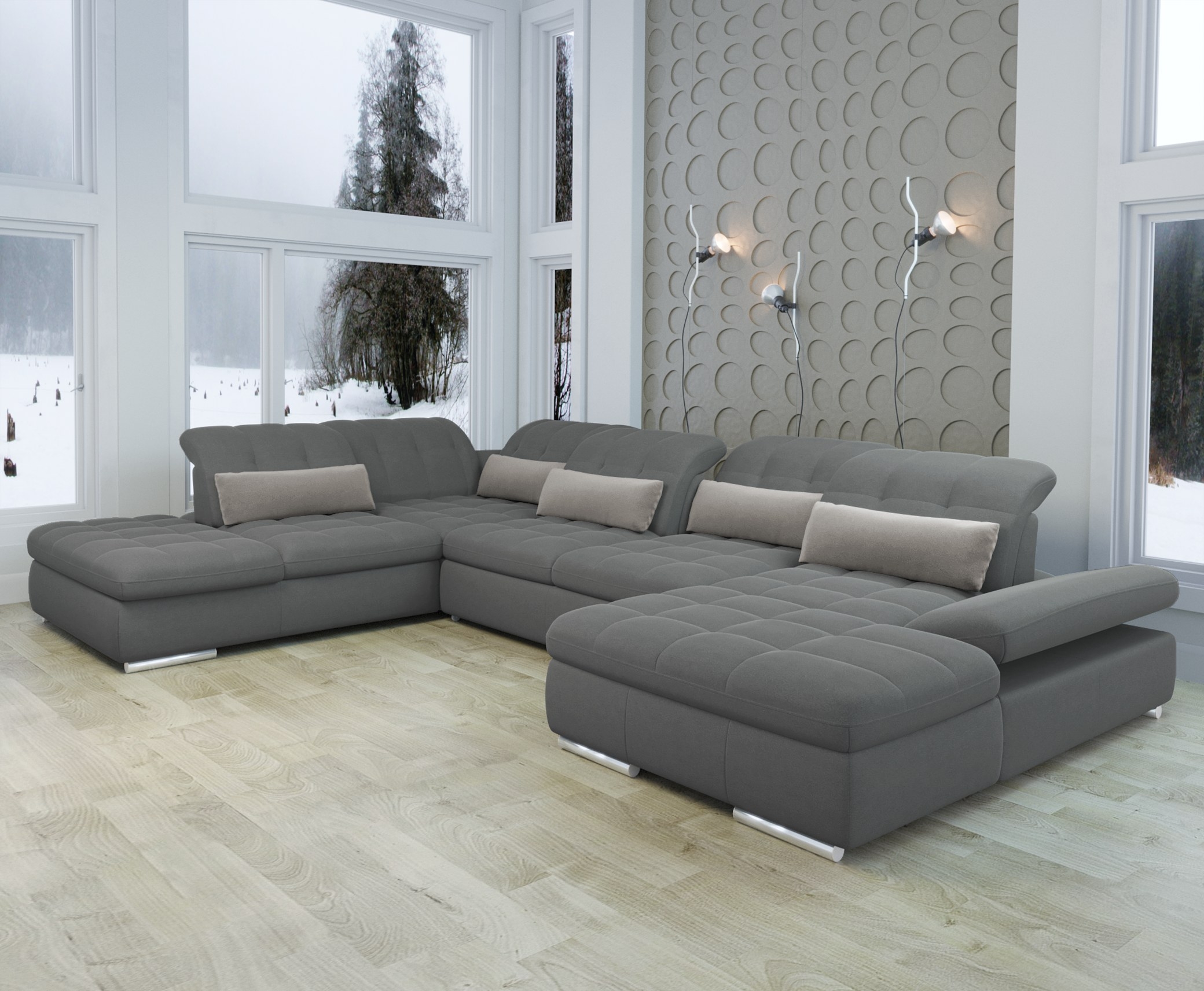 Barcelona 5-Piece Microfiber Storage Sleeper Sectional