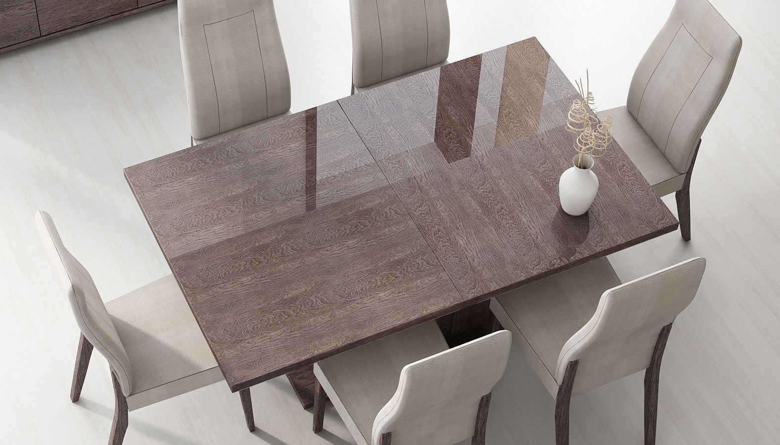 Prestige Modern Rectangular Wood Dining Table w/1 Extension by Status, Italy