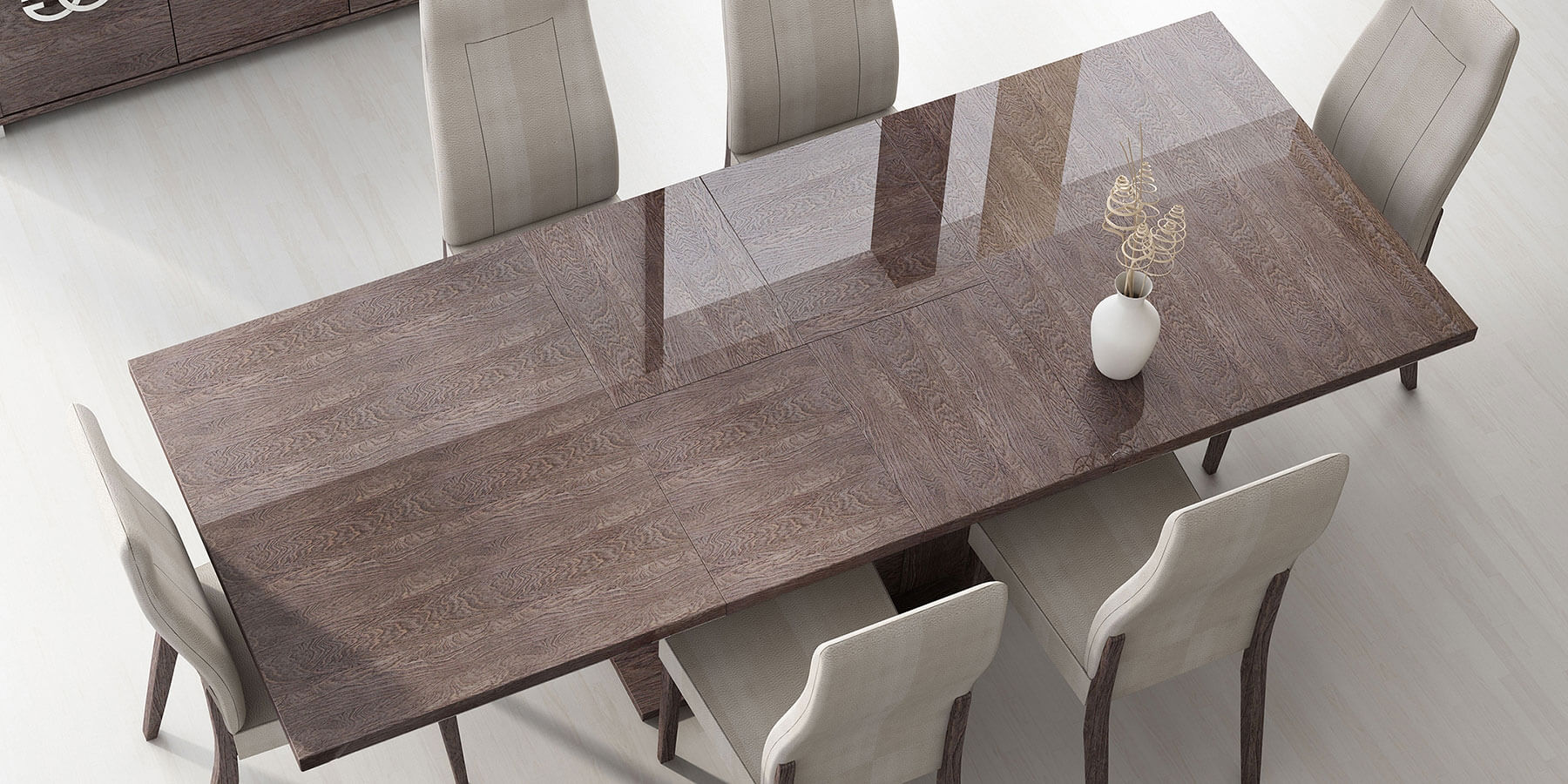 Prestige Modern Rectangular Wood Dining Table w/1 Extension by Status, Italy