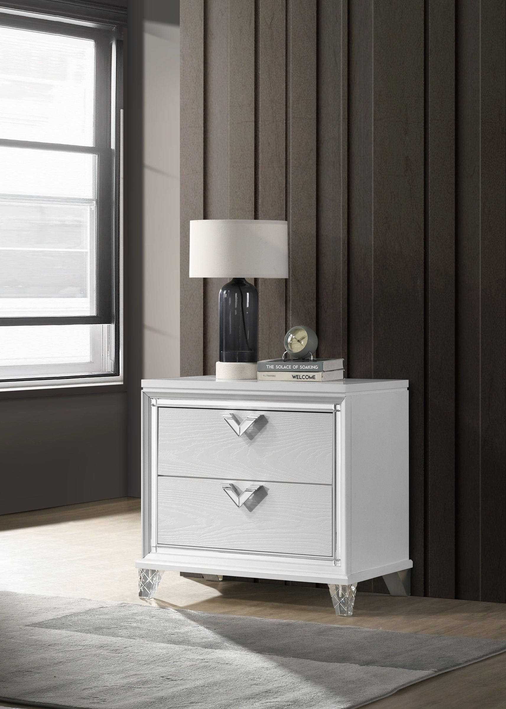 Prism 2-Drawer Wood Veneer Nightstand