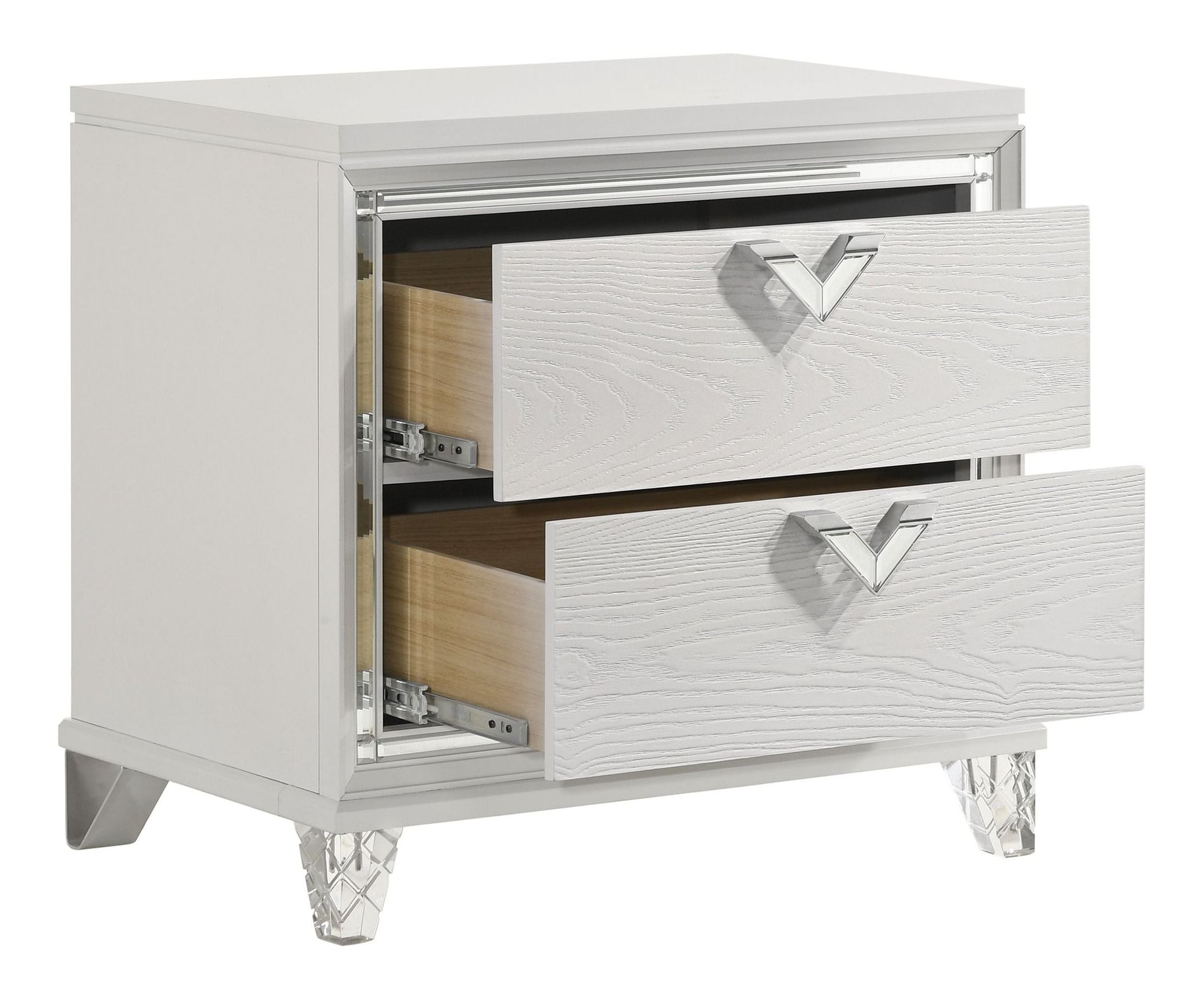 Prism 2-Drawer Wood Veneer Nightstand