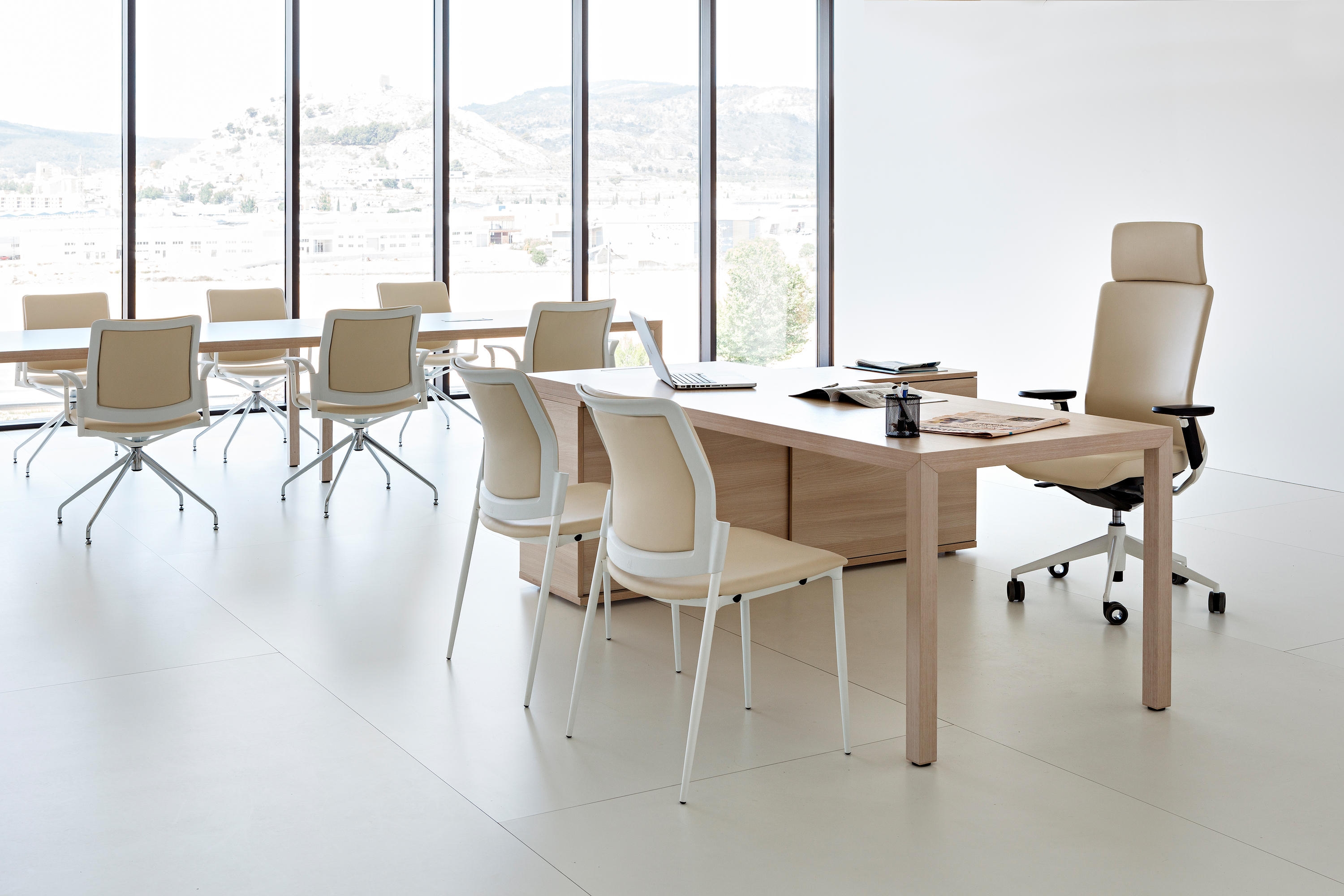 Prisma Melamine Rectangular Single Office Desk w/Credenza