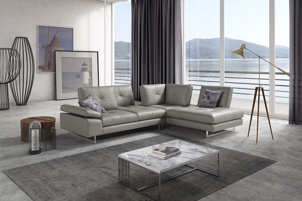 Prive Premium Italian Leather Right Hand Facing Sectional