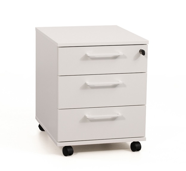 Optima Office Lockable Mobile Pedestal w/3 Foil Wrapped Drawers