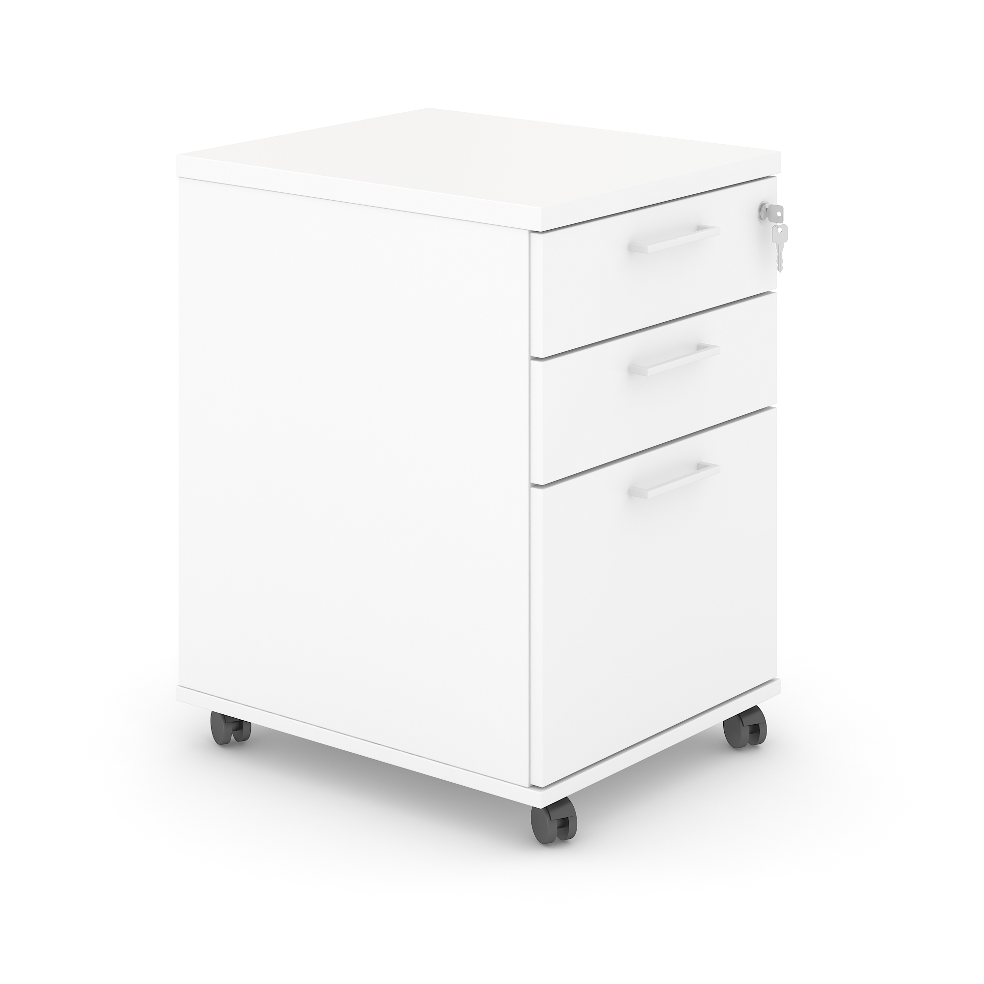 Optima Office Lockable Mobile Pedestal w/3 Foil Wrapped Drawers