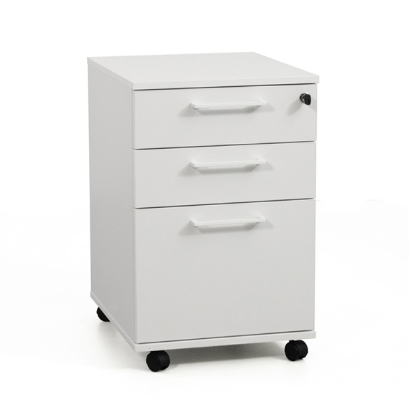 Optima Office Lockable Mobile Pedestal w/3 Foil Wrapped Drawers