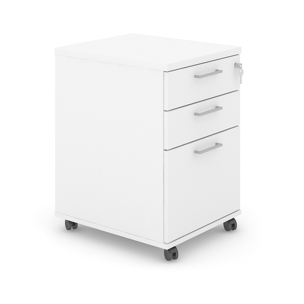 Optima Office Lockable Mobile Pedestal w/3 Foil Wrapped Drawers