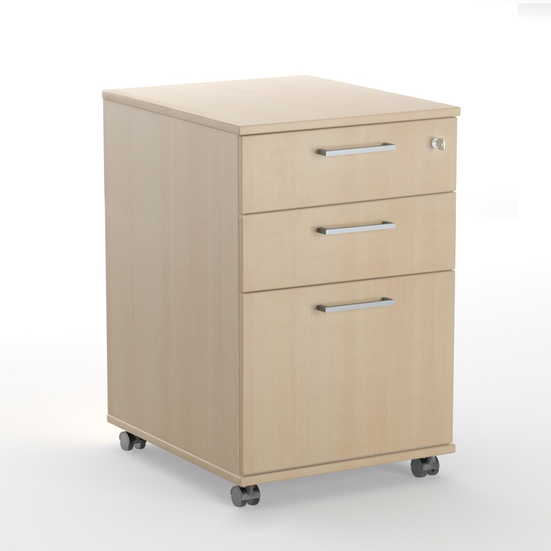 Optima Office Lockable Mobile Pedestal w/3 Foil Wrapped Drawers