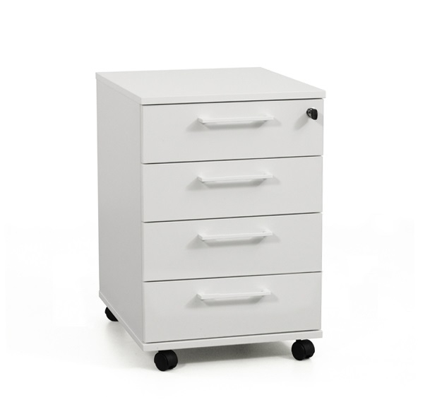 Optima Office Lockable Mobile Pedestal w/4 Foil Wrapped Drawers