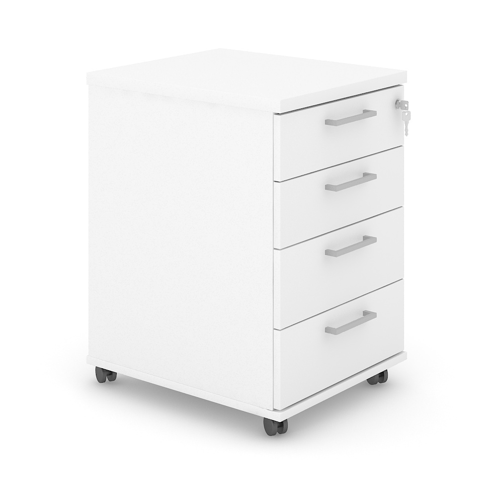 Optima Office Lockable Mobile Pedestal w/4 Foil Wrapped Drawers