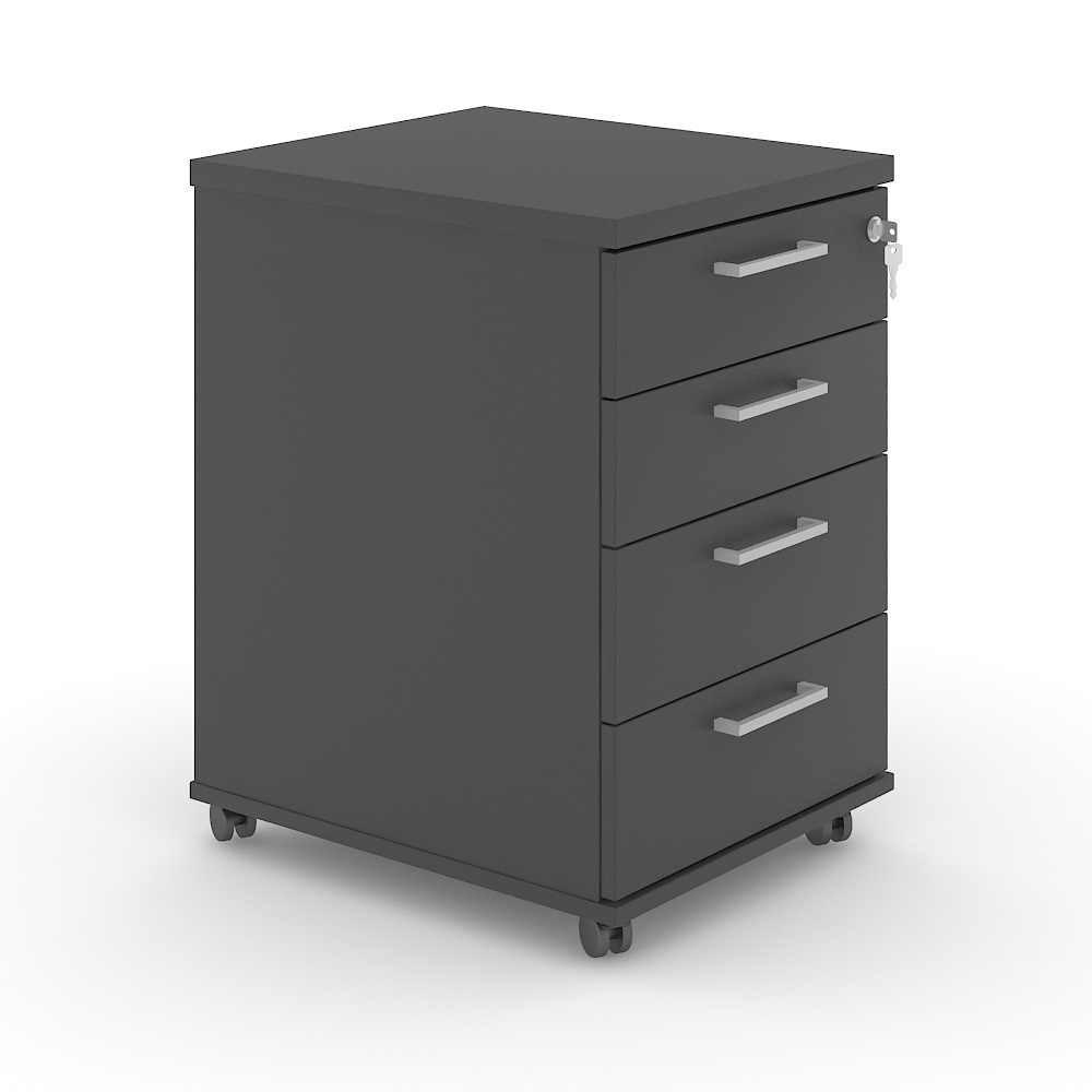 Optima Office Lockable Mobile Pedestal w/4 Foil Wrapped Drawers