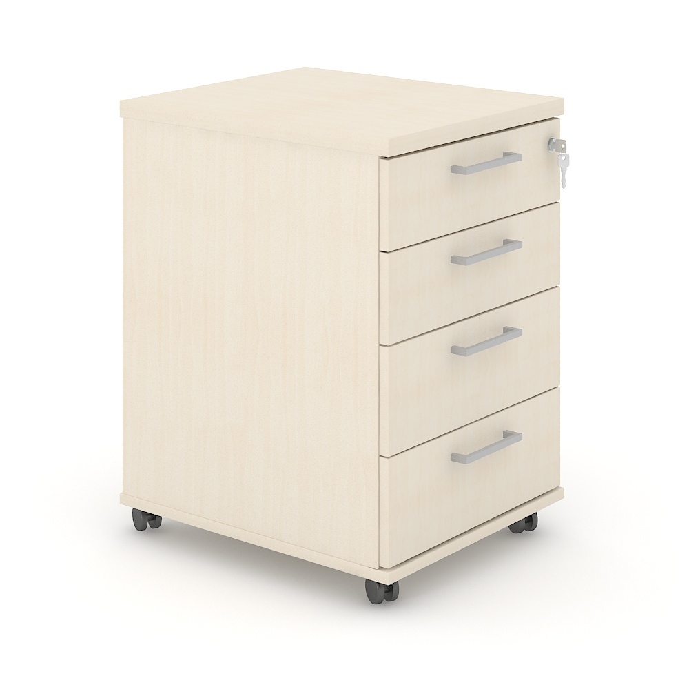 Optima Office Lockable Mobile Pedestal w/4 Foil Wrapped Drawers