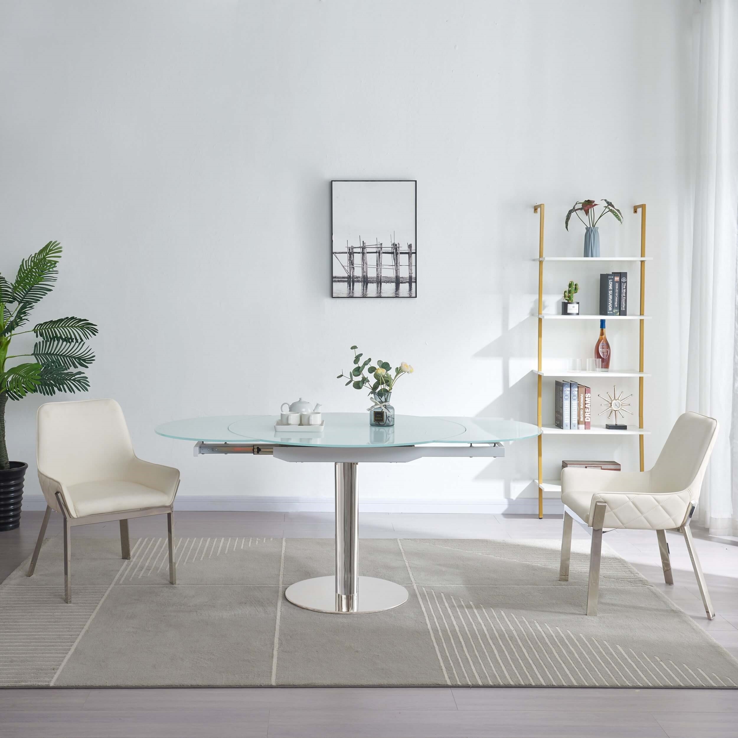 Pub Frosted Glass Extendable Dining Table
