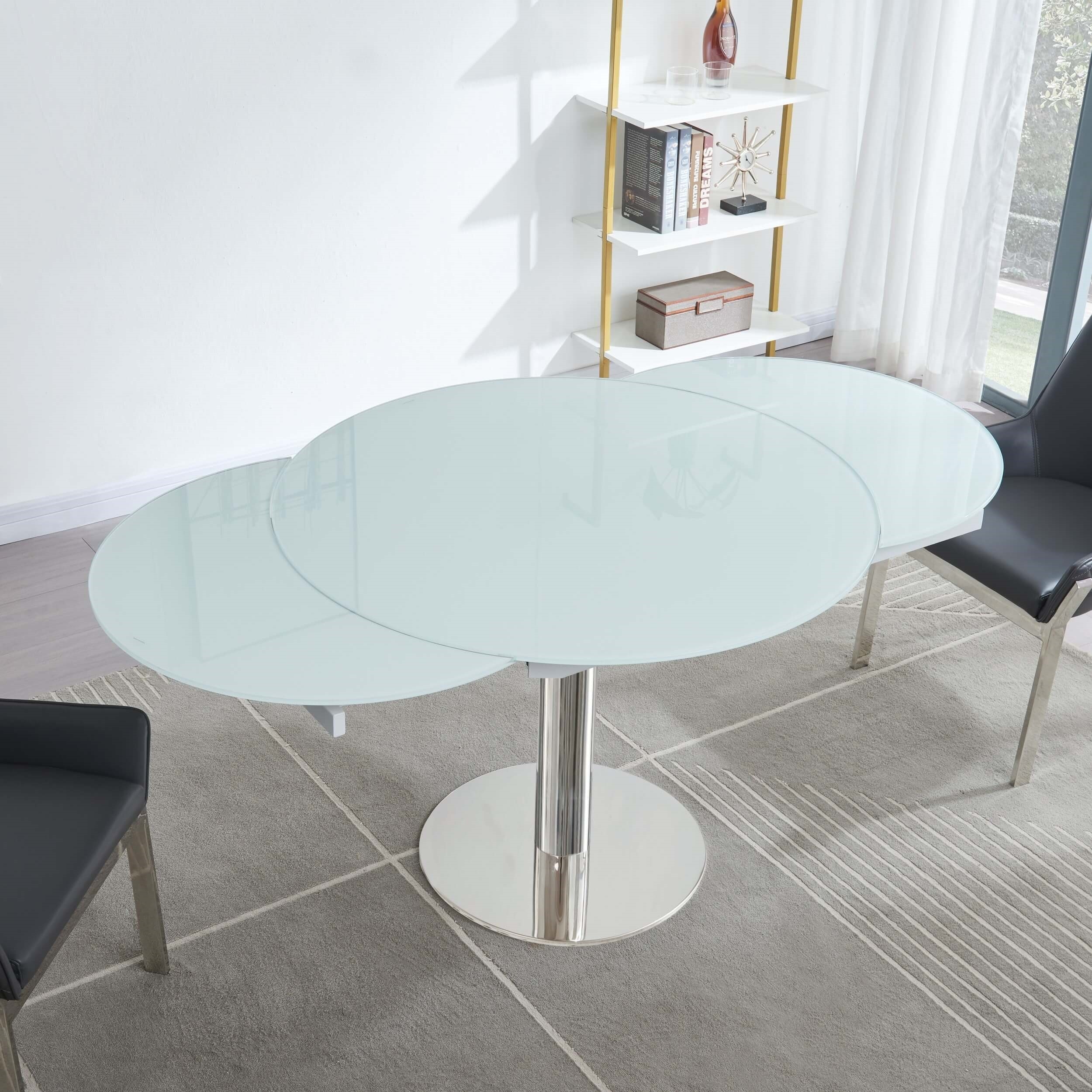 Pub Frosted Glass Extendable Dining Table
