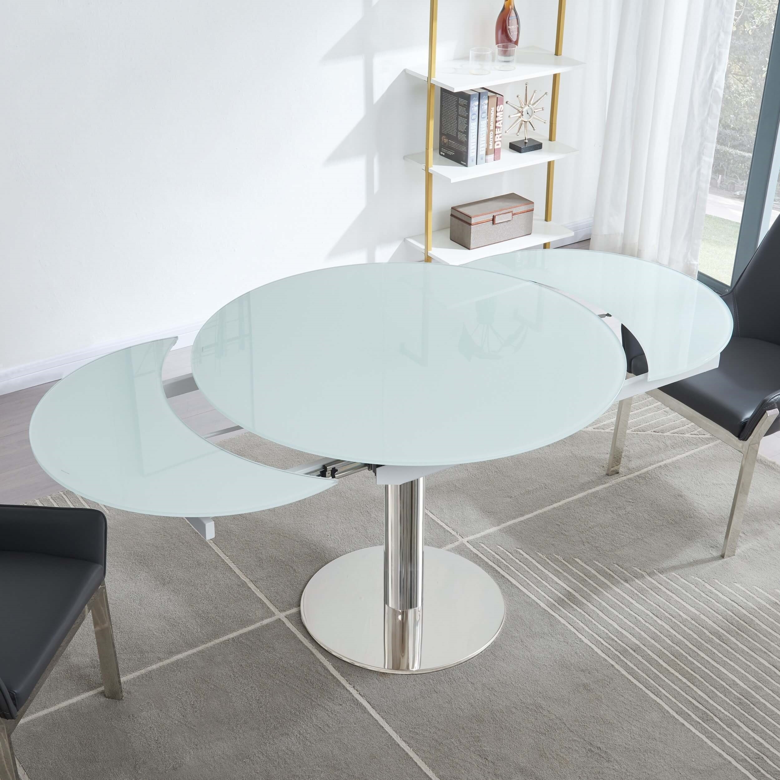 Pub Frosted Glass Extendable Dining Table