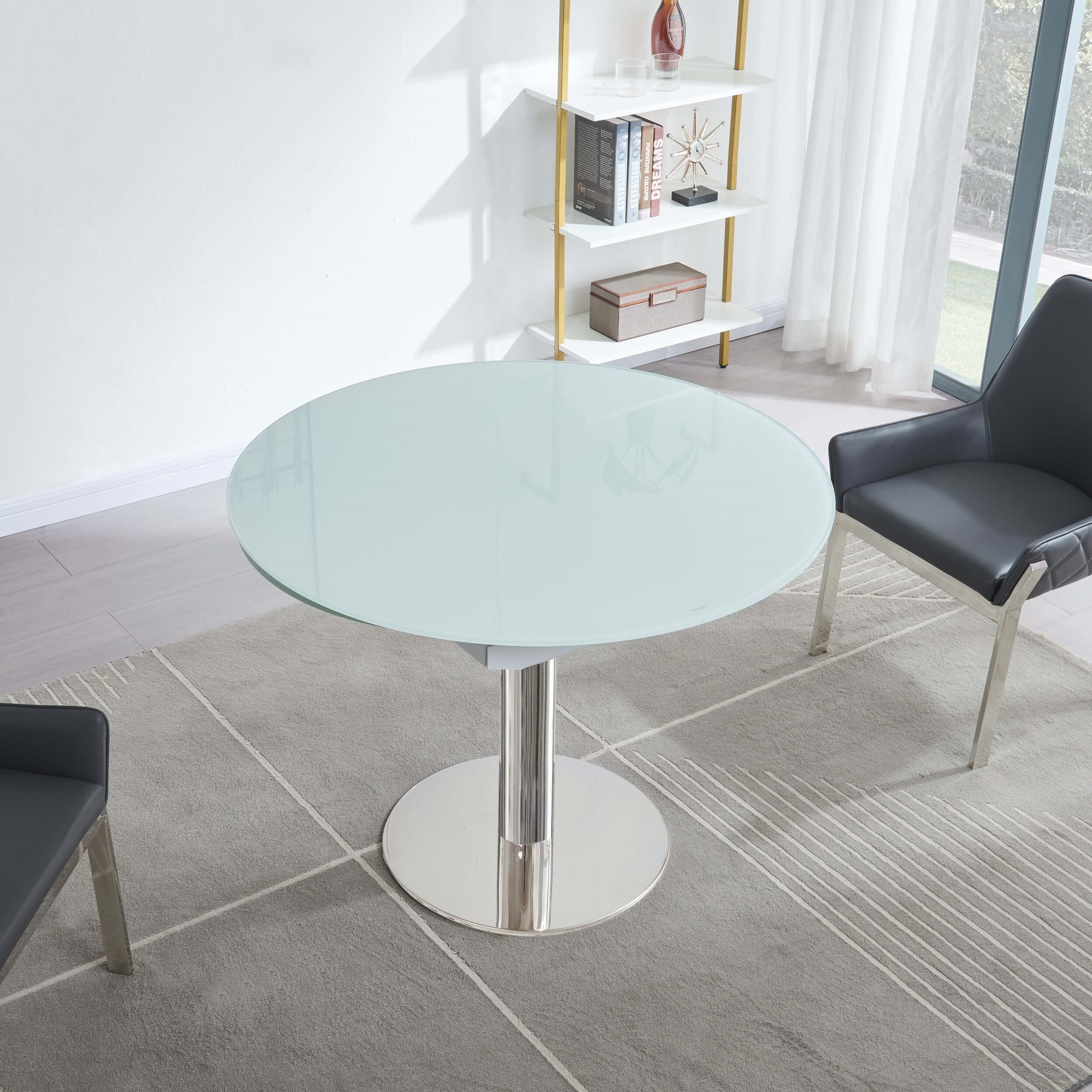 Pub Frosted Glass Extendable Dining Table
