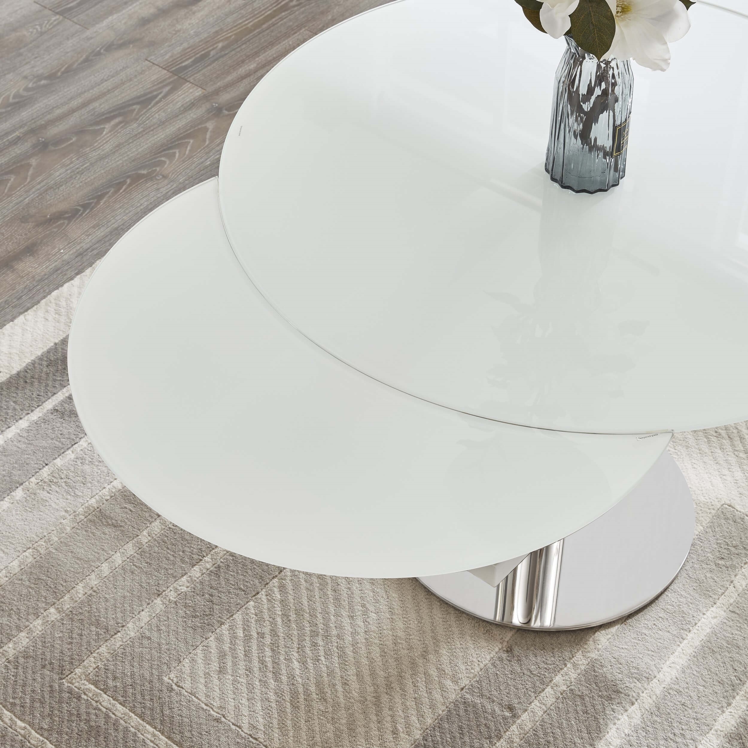 Pub Frosted Glass Extendable Dining Table