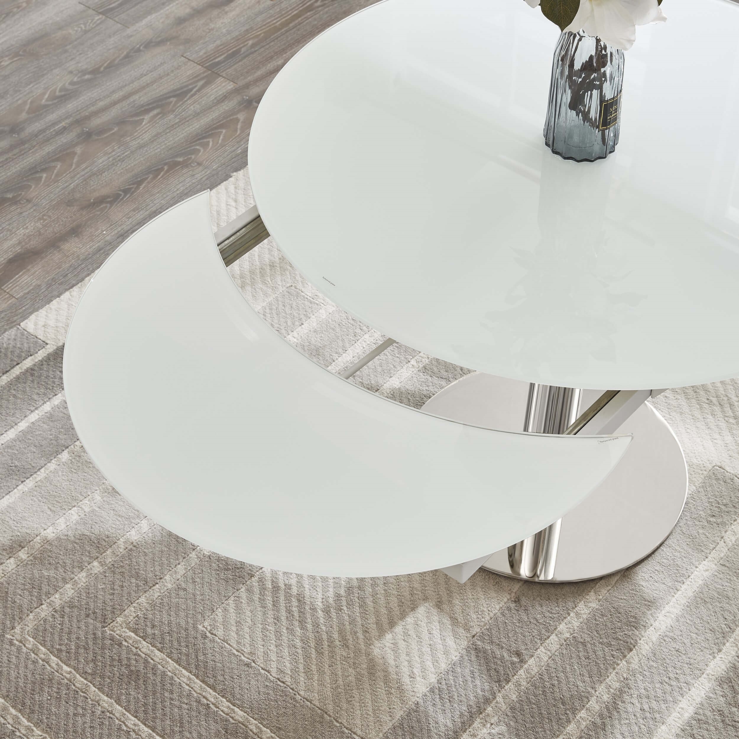 Pub Frosted Glass Extendable Dining Table